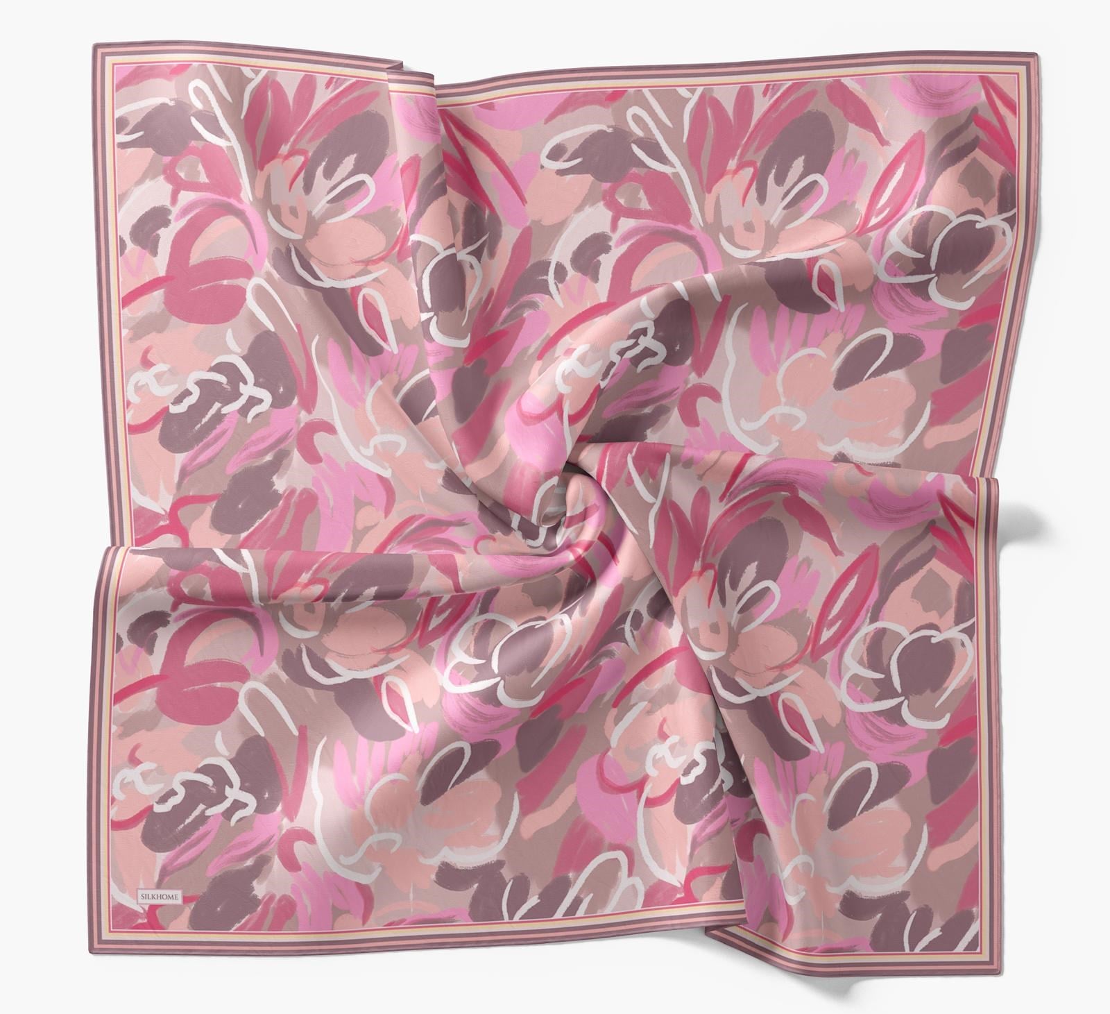 Silk Home Soft Eşarp Mürdüm Pembe Soyut Desen