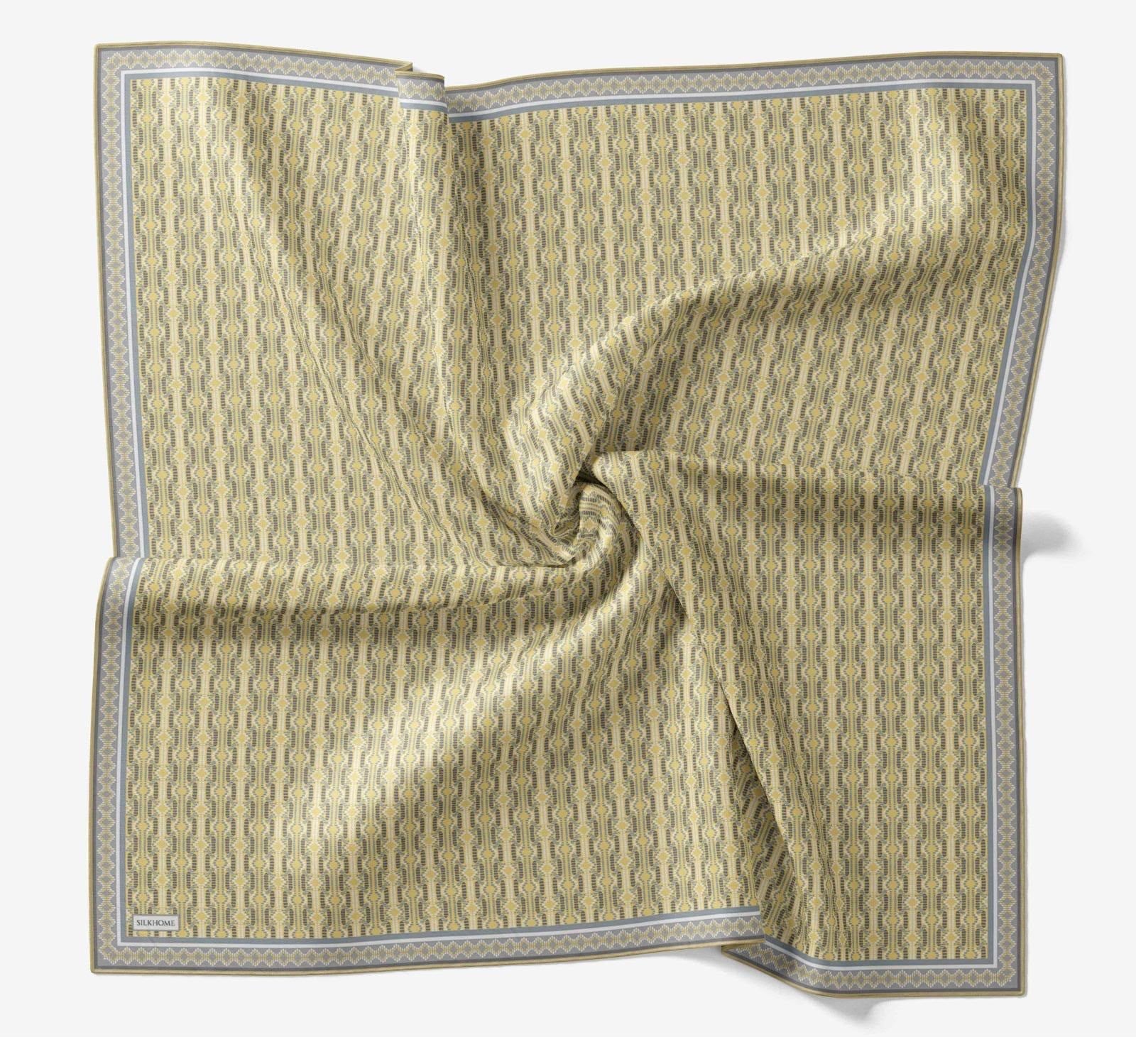 Silk Home Soft Eşarp Sarı Geometrik Desen