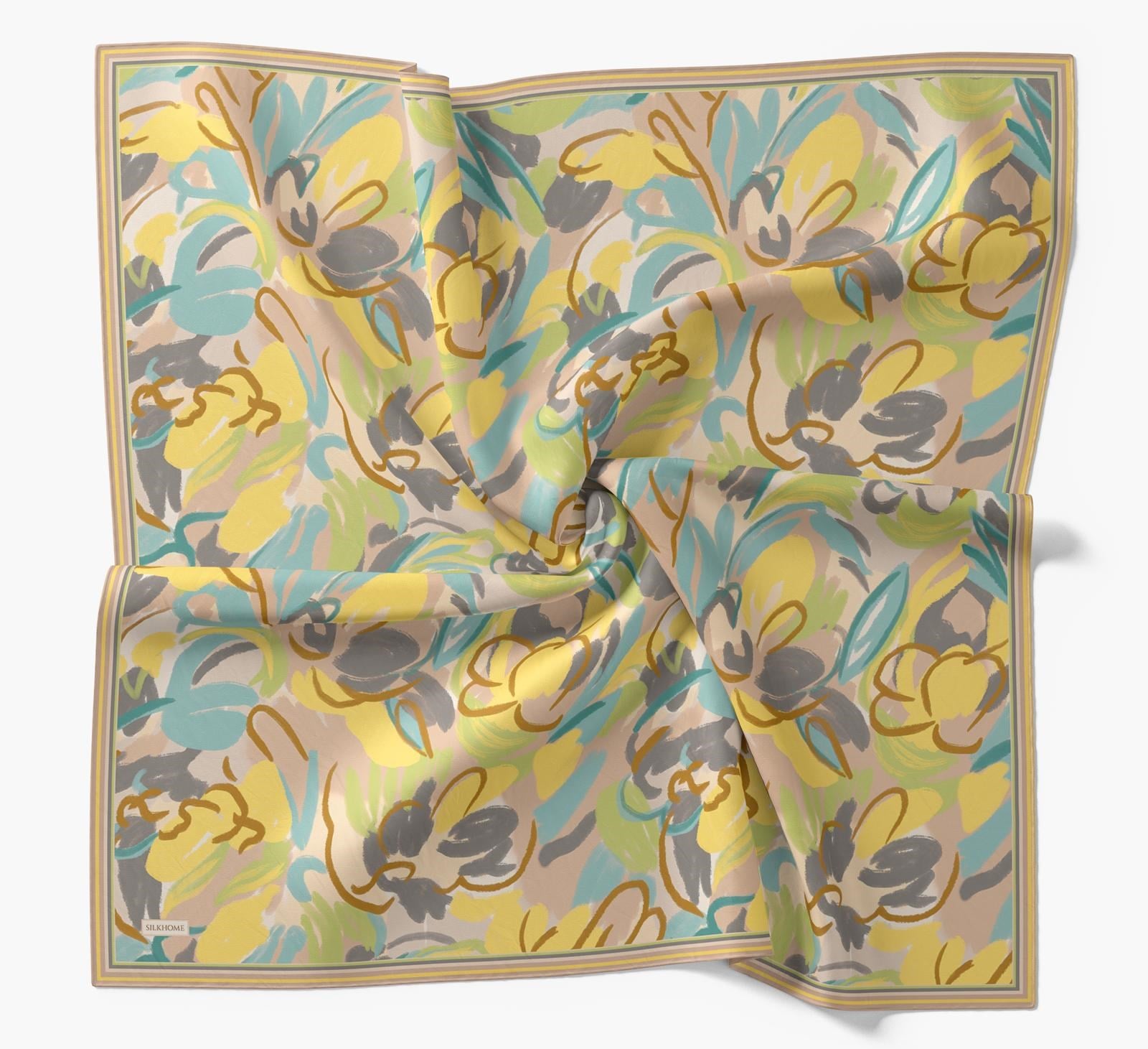 Silk Home Soft Eşarp Sarı Soyut Desen