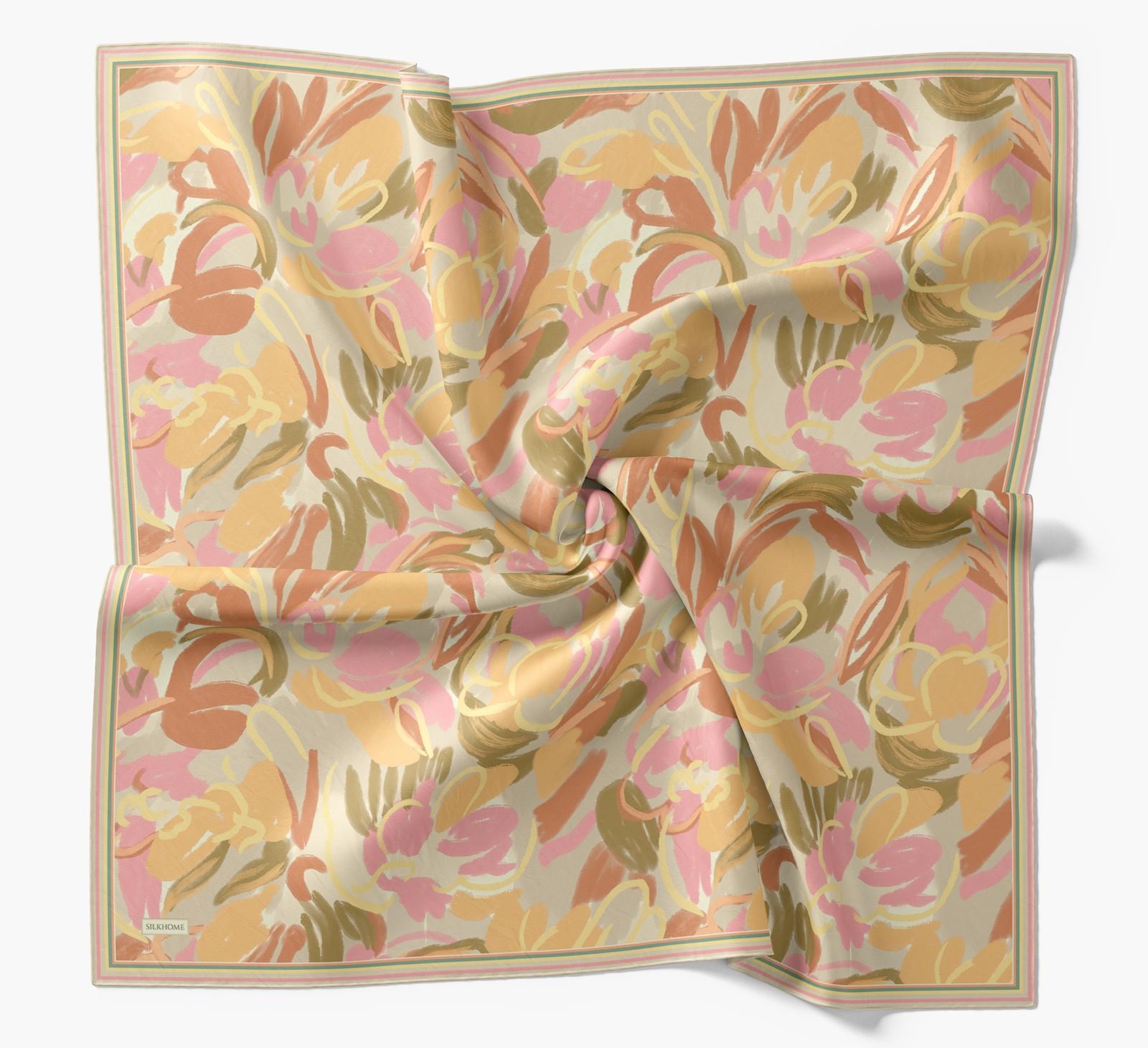 Silk Home Soft Eşarp Sarı Turuncu Soyut Desen