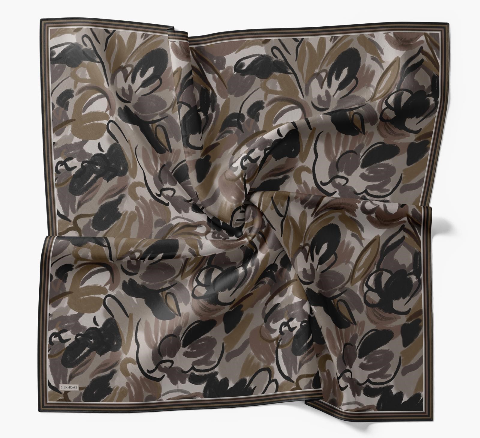 Silk Home Soft Eşarp Siyah Soyut Desen