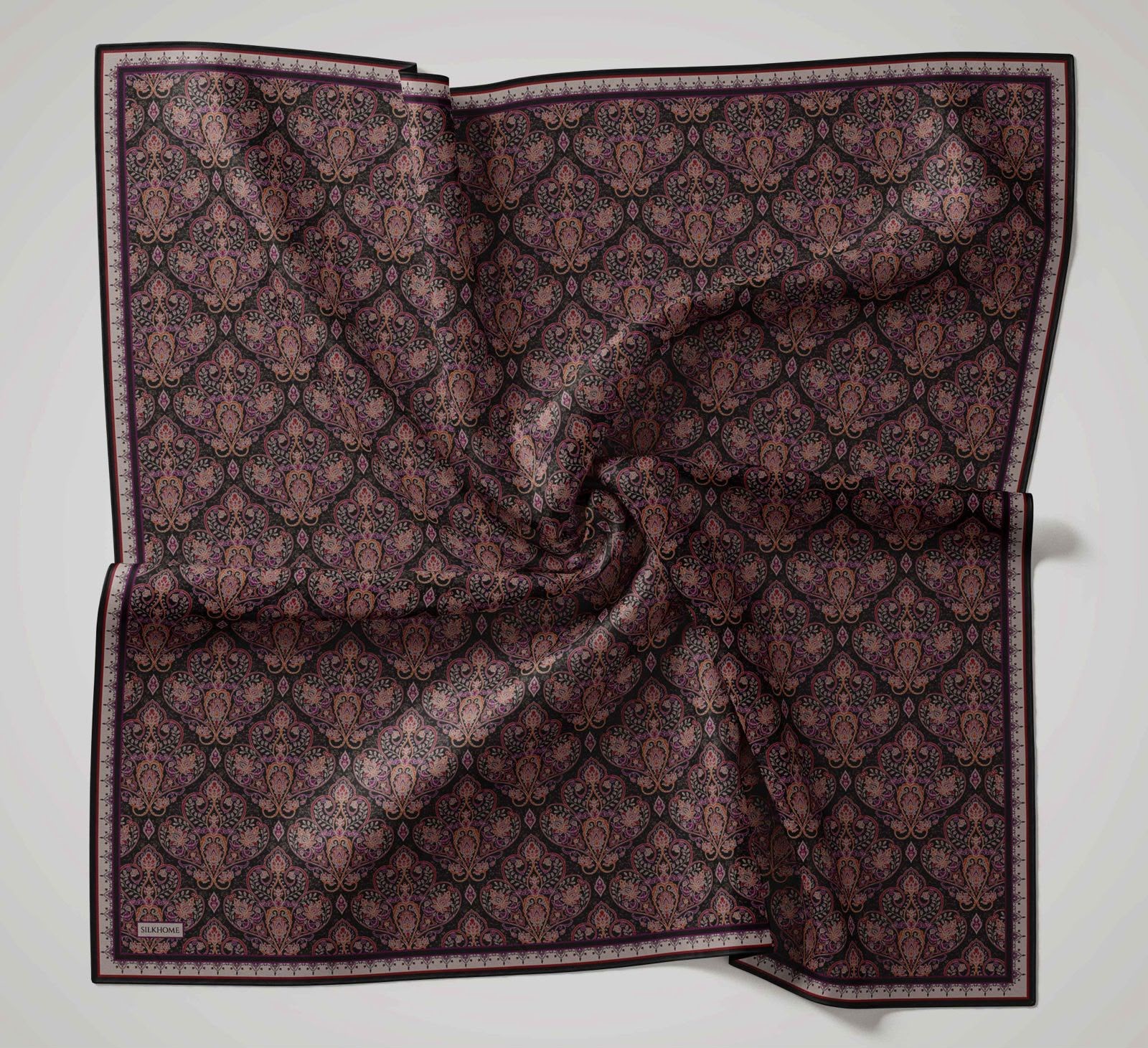 Silk Home Soft Eşarp Siyah Vintage Desen