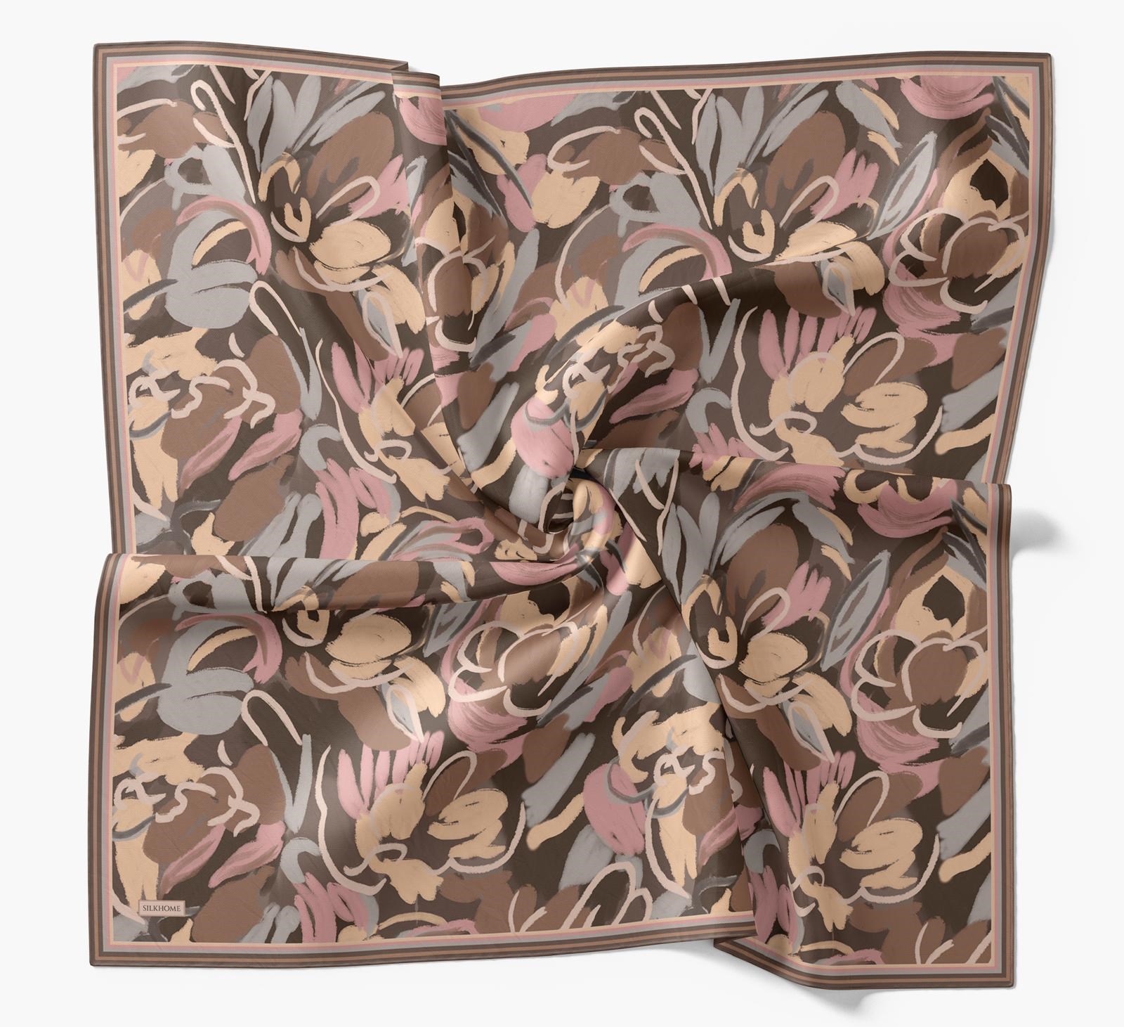 Silk Home Soft Eşarp Soft Kahve Soyut Desen