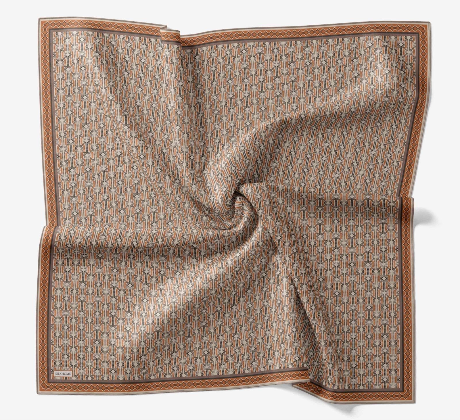 Silk Home Soft Eşarp Taba Etnik Desen