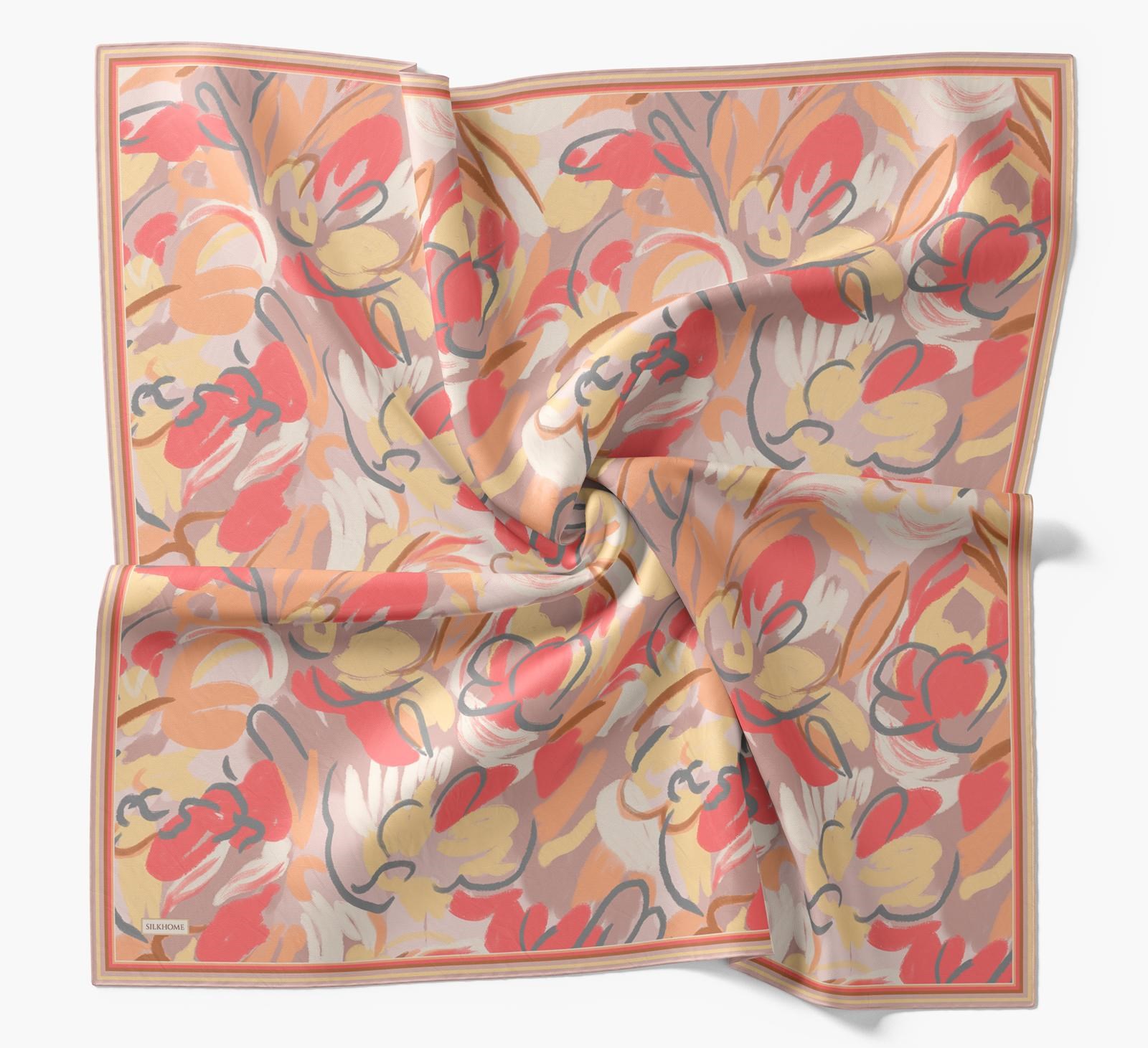 Silk Home Soft Eşarp Turuncu Soyut Desen