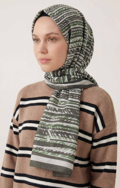 Silk Home Soft Şal IST 481001-13 Yeşil Şerit Desen