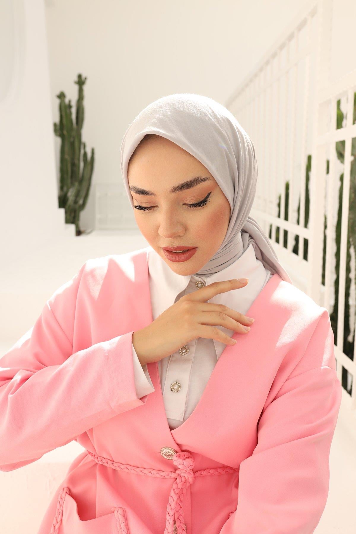 Silk Home Tensel Aerobin Eşarp 36798 Açık Gri Düz Renk 