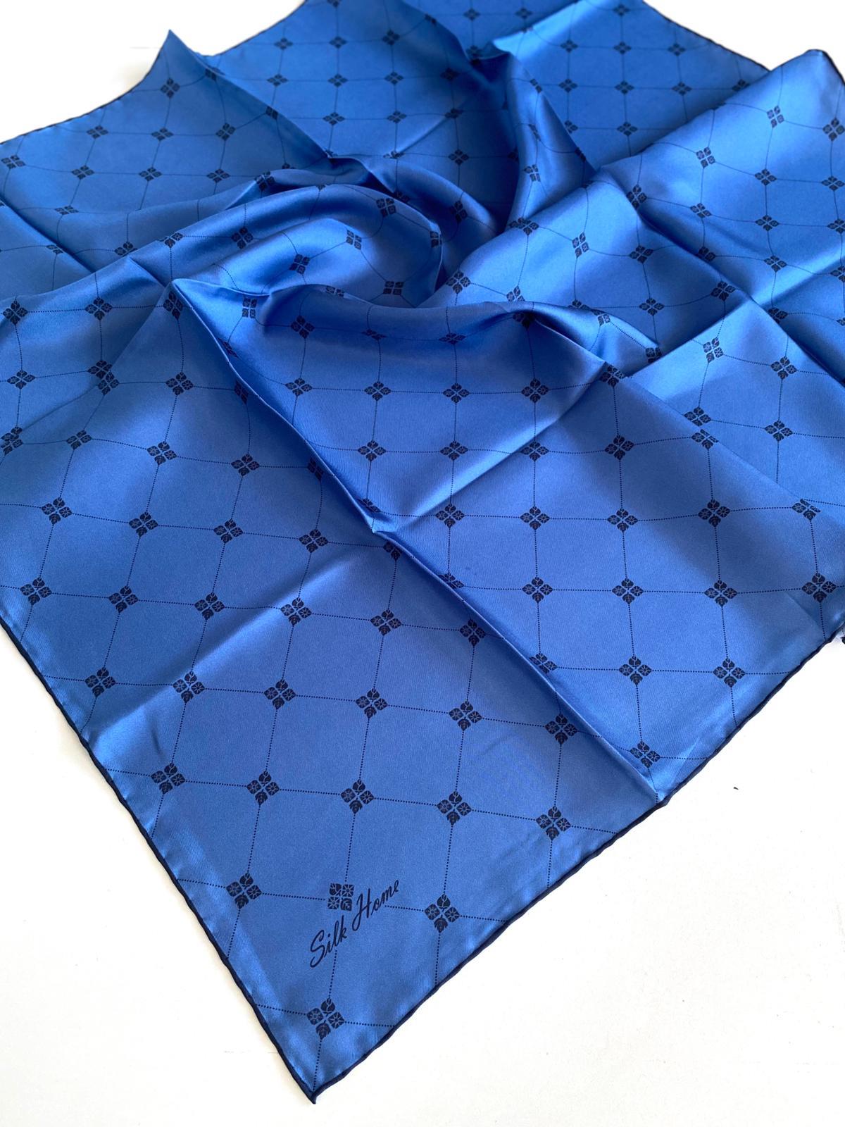 Silk Home Tivil İpek Eşarp 11392-33 Mavi Karışık Desen