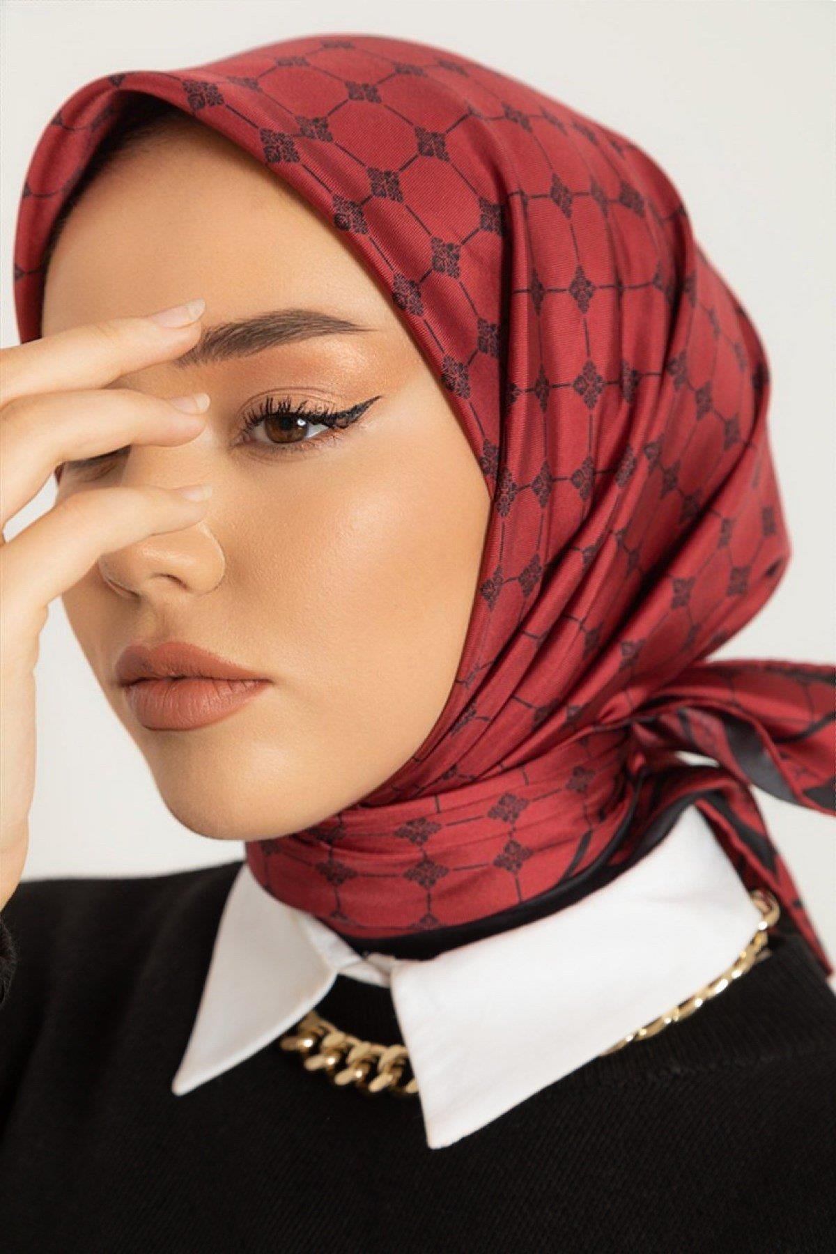 Silk Home Tivil İpek Eşarp 11393-11 Kırmızı Karışık Desen