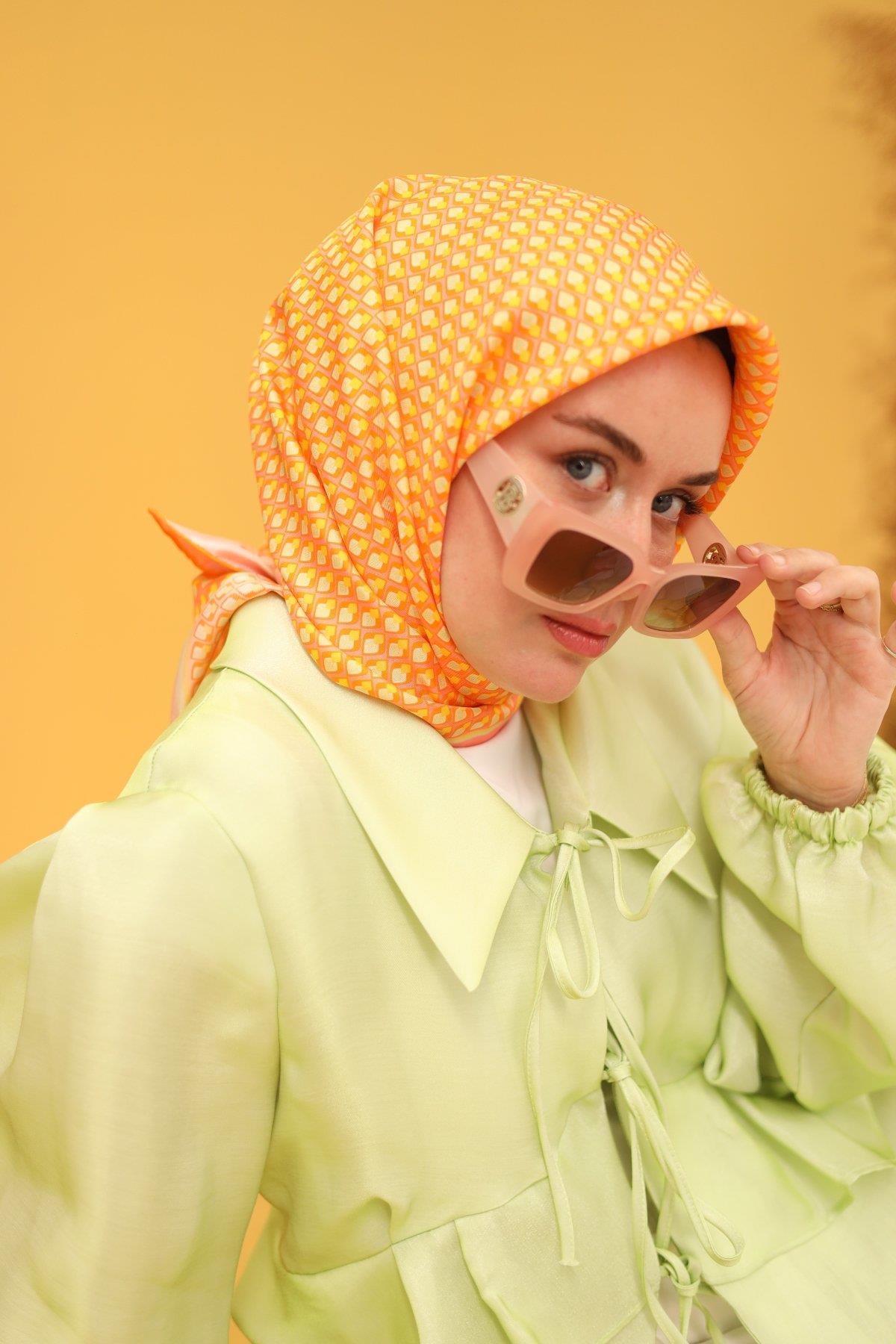 Silk Home Tivil İpek Eşarp 11438-37 Turuncu-Somon
