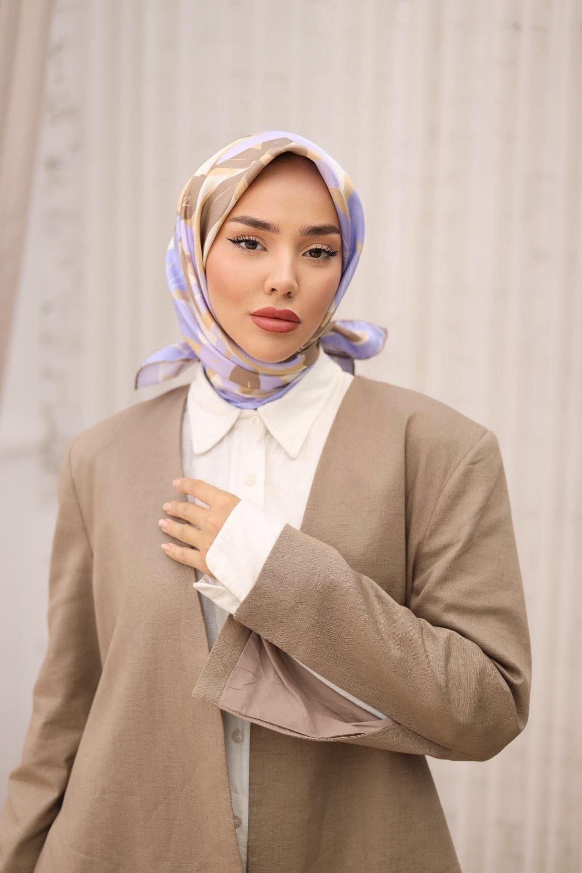 Silk Home Tivil İpek Eşarp 11439-17 Bej Karışık Desen