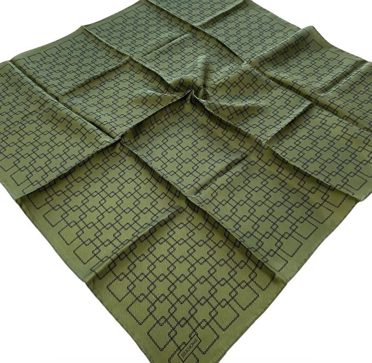 Silk Home Tivil İpek Eşarp 11524 - 05 Haki Zincir Desen