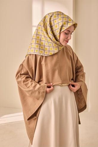 Silk Home Tivil İpek Eşarp IST 11474 - 21  Yağ Yeşili Geometrik Desen