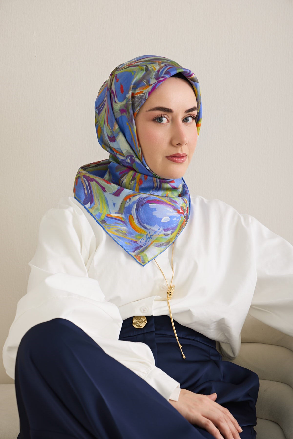 Silk Home Tivil İpek Eşarp IST 11504- 05 Turuncu Etnik Desen