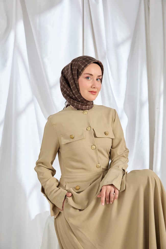 Silk Home Tivil İpek Eşarp Monogram Kahverengi