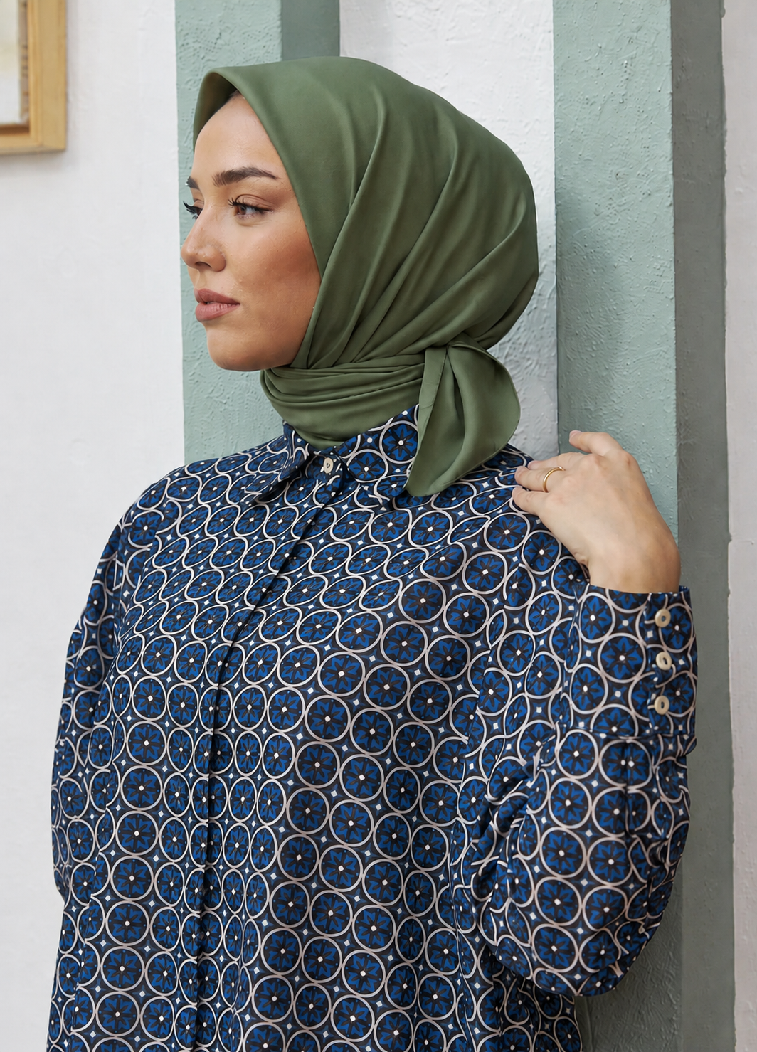 Silk Home Tivil Polyester Eşarp IST 11343-19  Yeşil Düz Desen