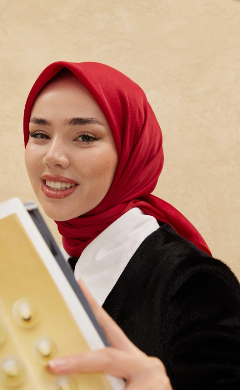 Silk Home Tivil Polyester Eşarp IST 11343-05 Kırmızı Düz Desen