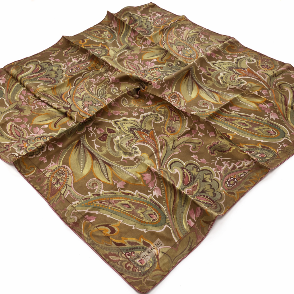 Silk Home Tivil Saf İpek 11504 - 18 Pastel Yeşili Etnik Desen 