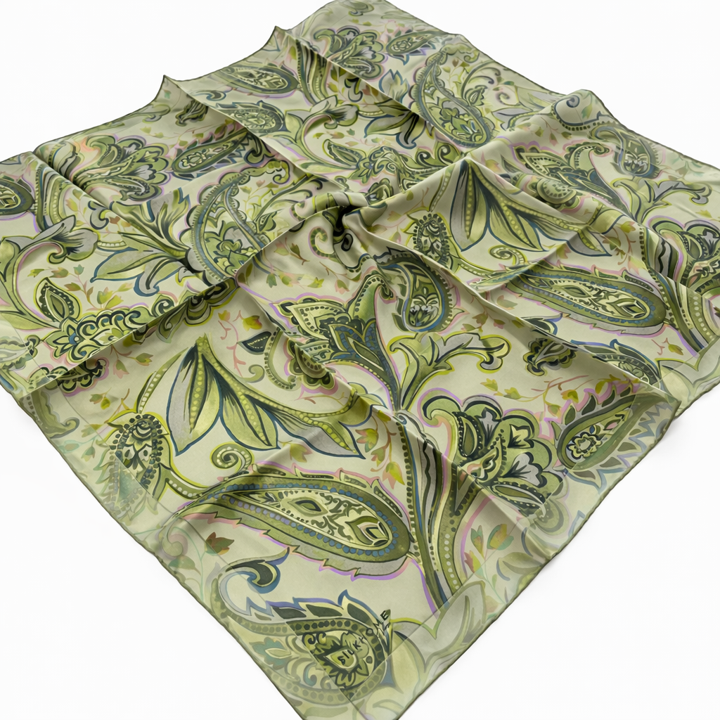 Silk Home Tivil Saf İpek 11504 - 29 Yeşil Etnik Desen 