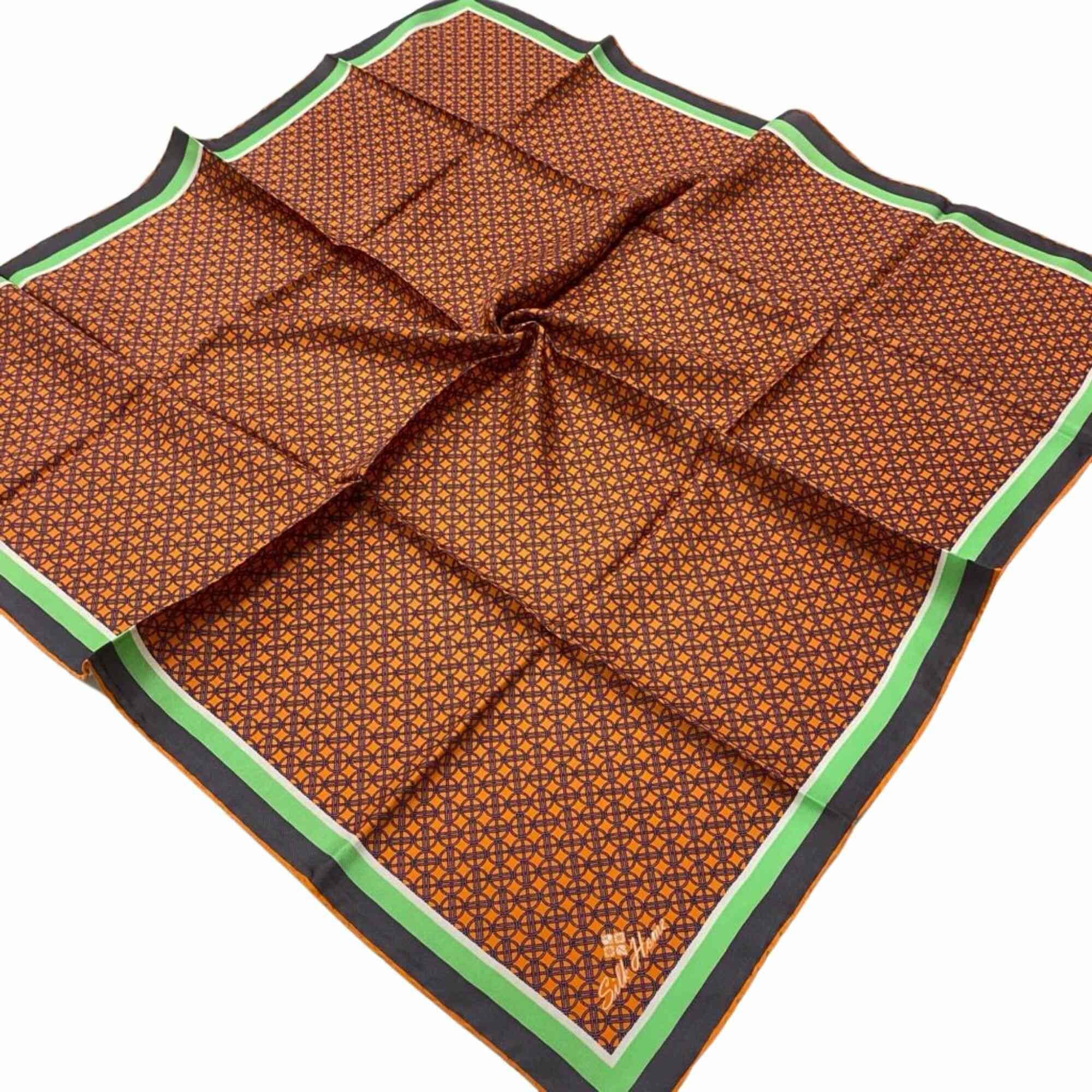 Silk Home Turuncu Geometrik Desenli Tivil İpek Eşarp 11414-99