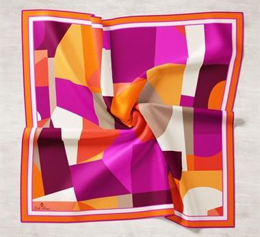 Silk Home Turuncu - Mor Tivil İpek Eşarp IST 11404 - 23