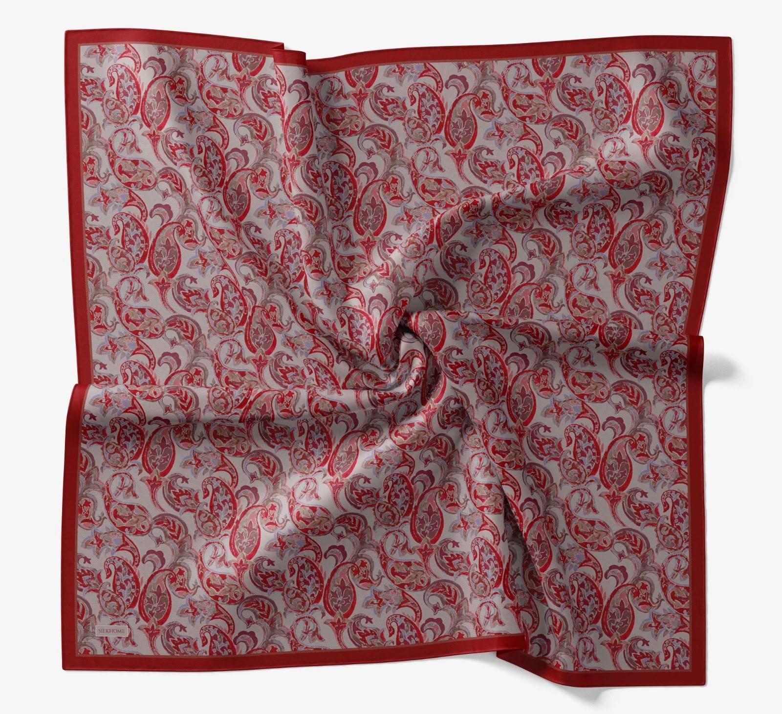 Silk Home Velora Eşarp IST Kırmızı - Gri Etnik Desen