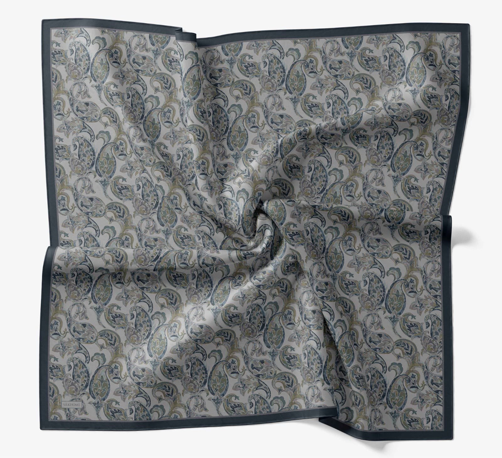 Silk Home Velora Eşarp IST Lacivert - Gri Etnik Desen