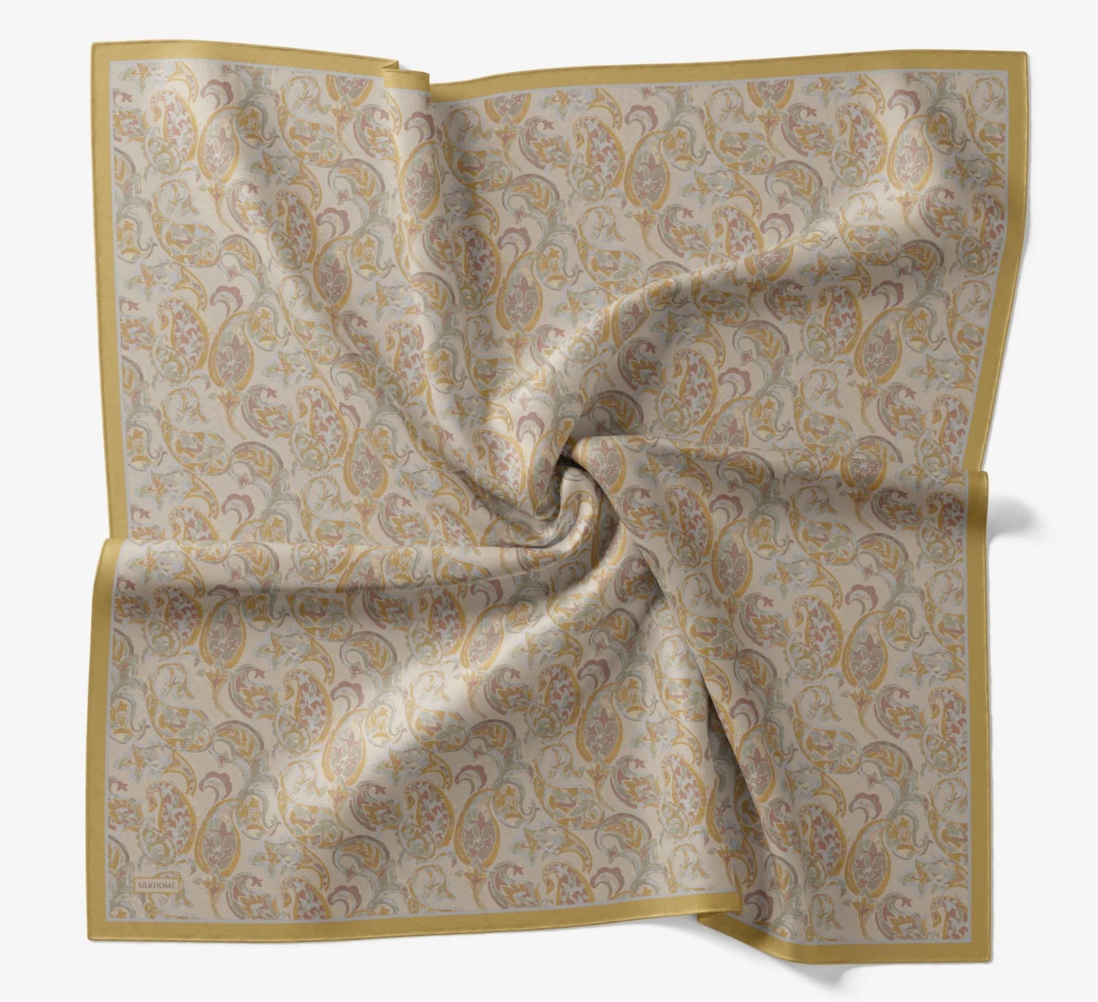 Silk Home Velora Eşarp IST Sarı - Vizon Etnik Desen