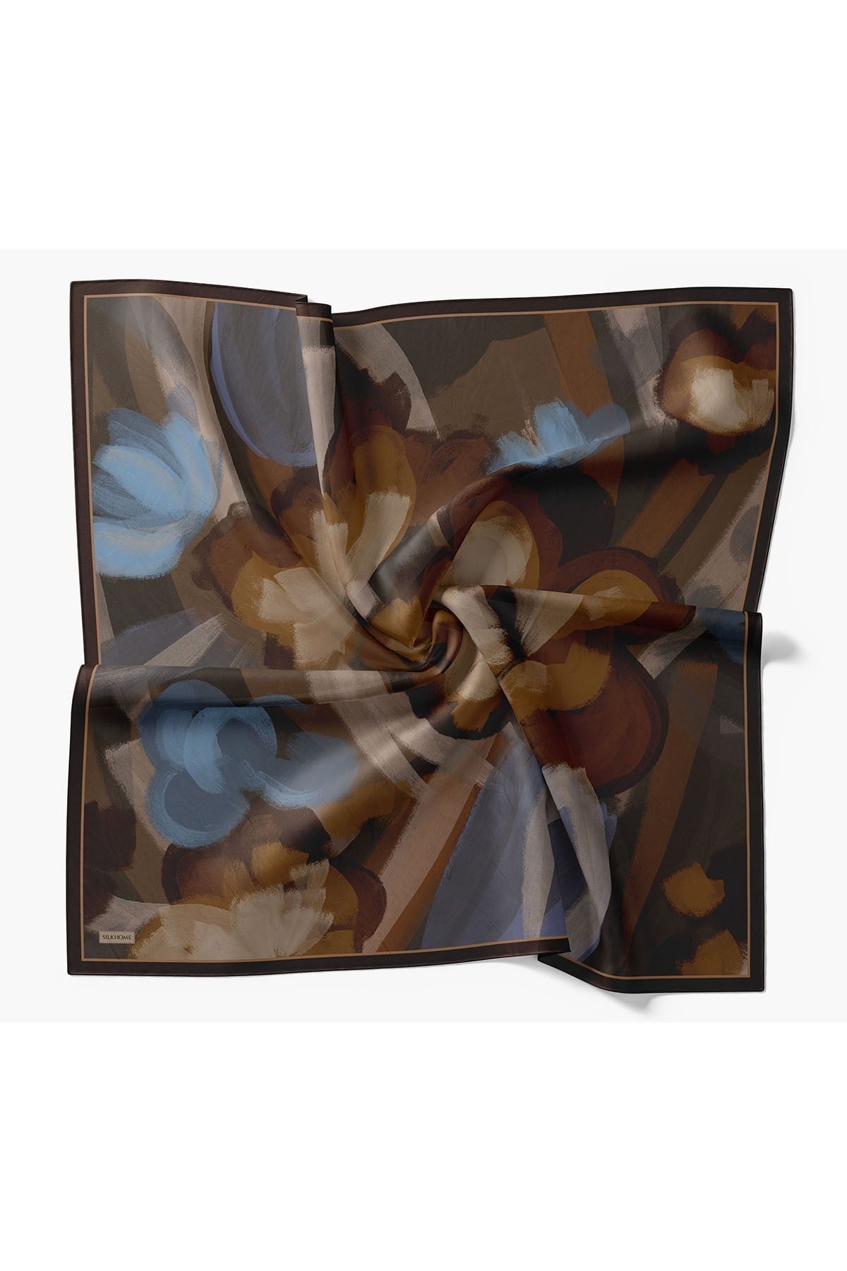 Silk Home Velora Eşarp Watercolor Lacivert Kahverengi