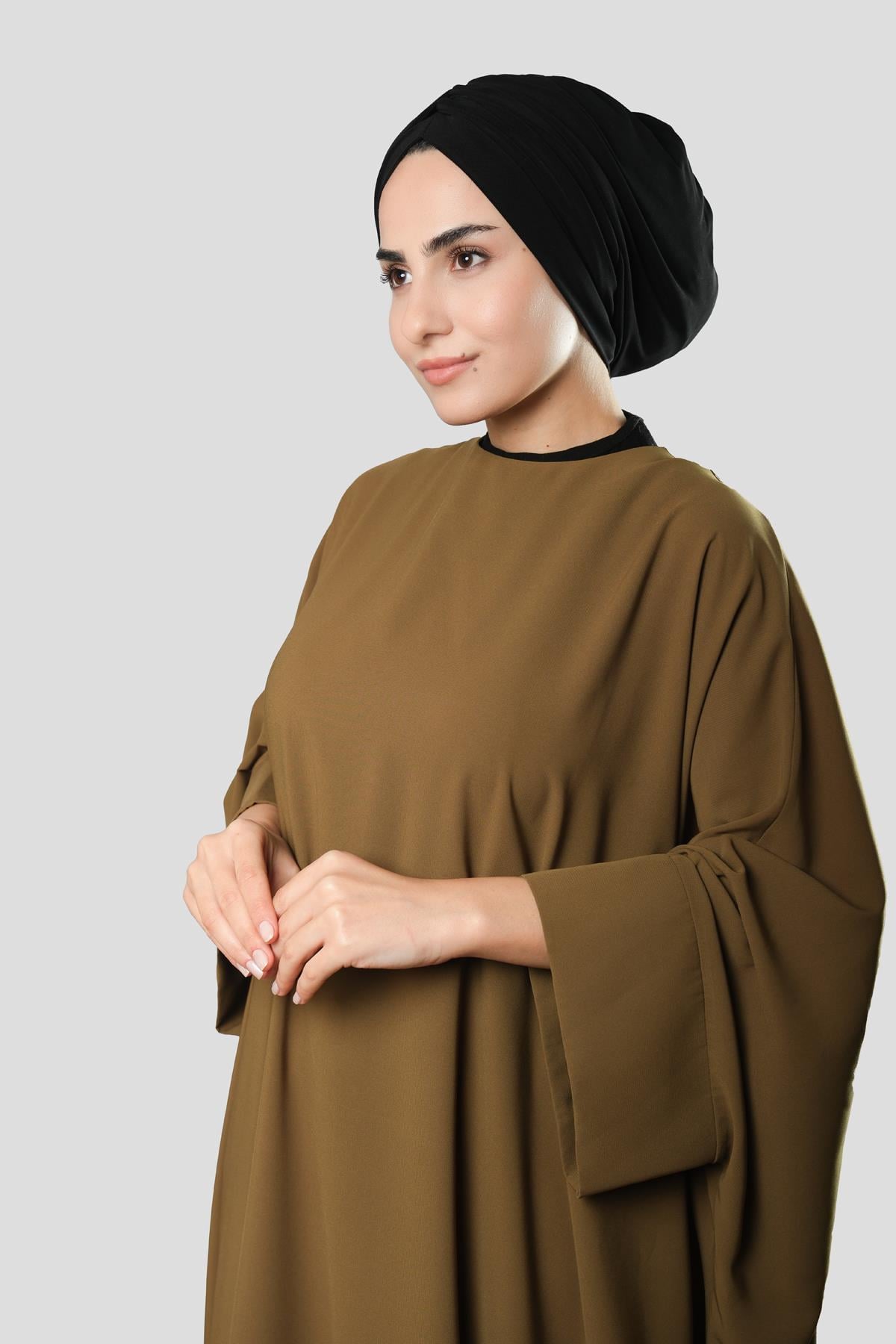 Siyah Drapeli Salaş Tesettür Bone Sandy Büzgülü 2315_01