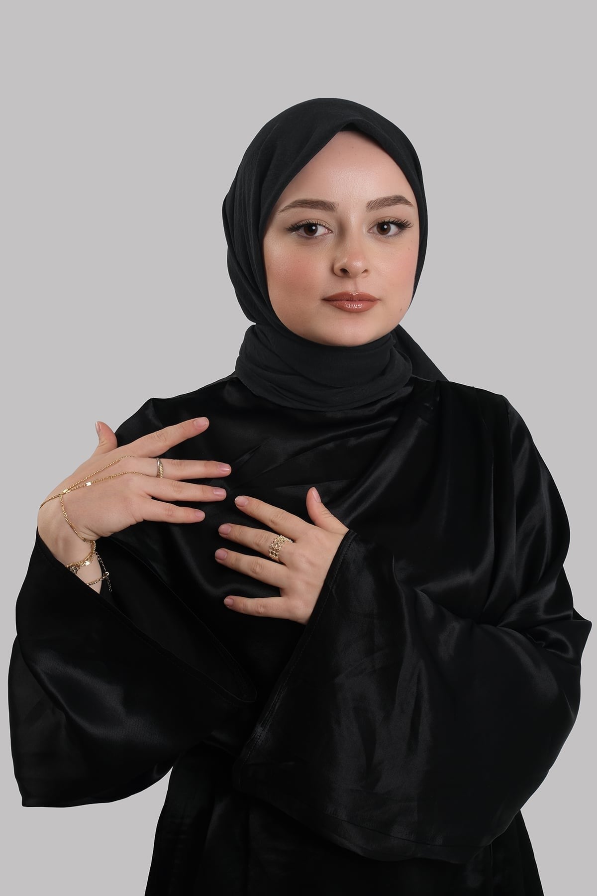 Siyah Düz Klasik Eşarp İtalyan Dikişli Pamuk Caz Sade 202210_01