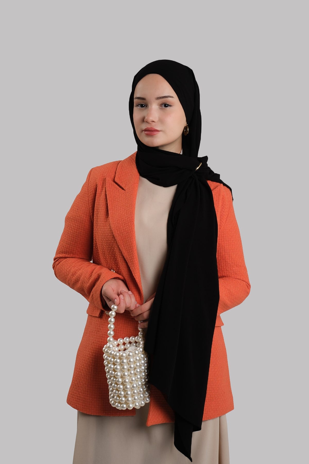 Siyah Düz Klasik Şal İtalyan Dikişli Relax Kumaş Sade 202128_01
