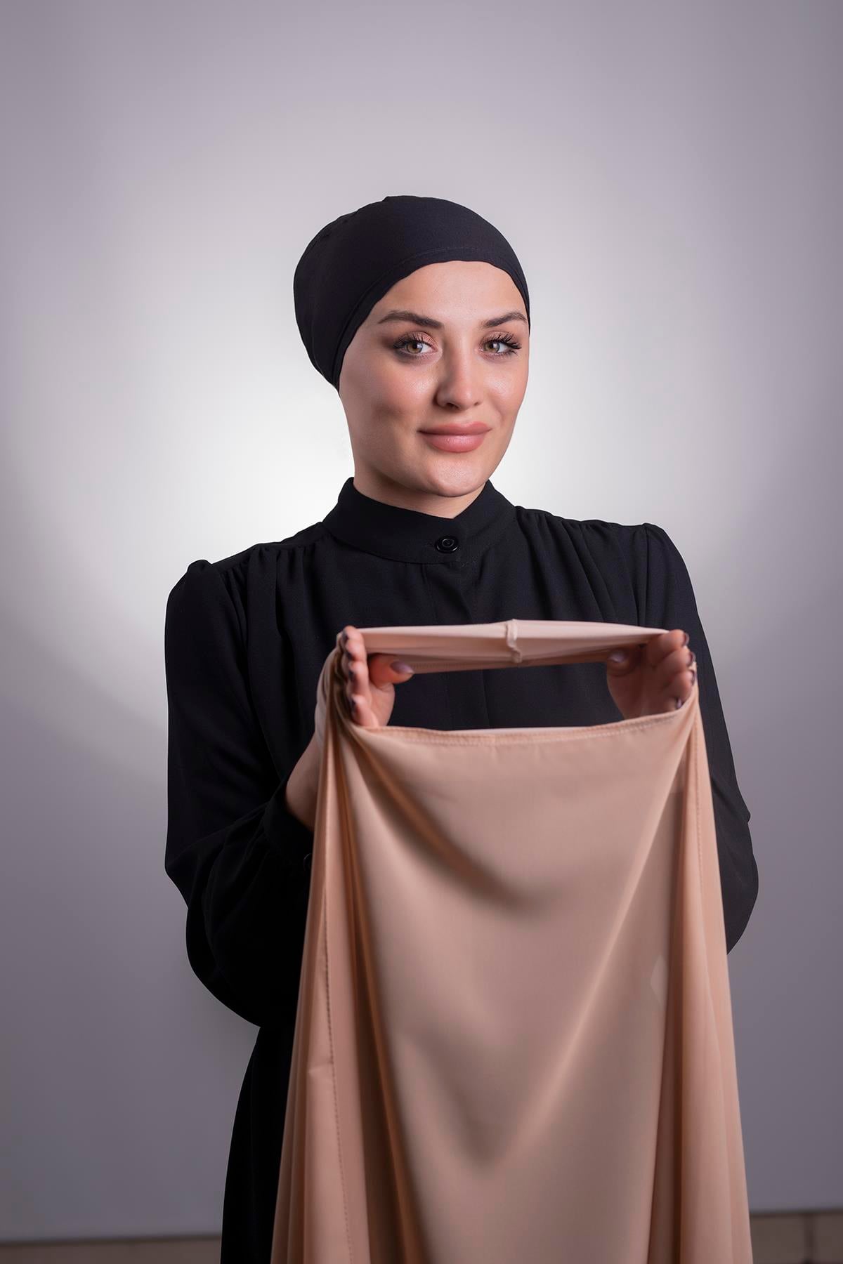 Sütlü Kahve Pratik Hazır Geçmeli Şal Şifon Boru Boneli 3001_26