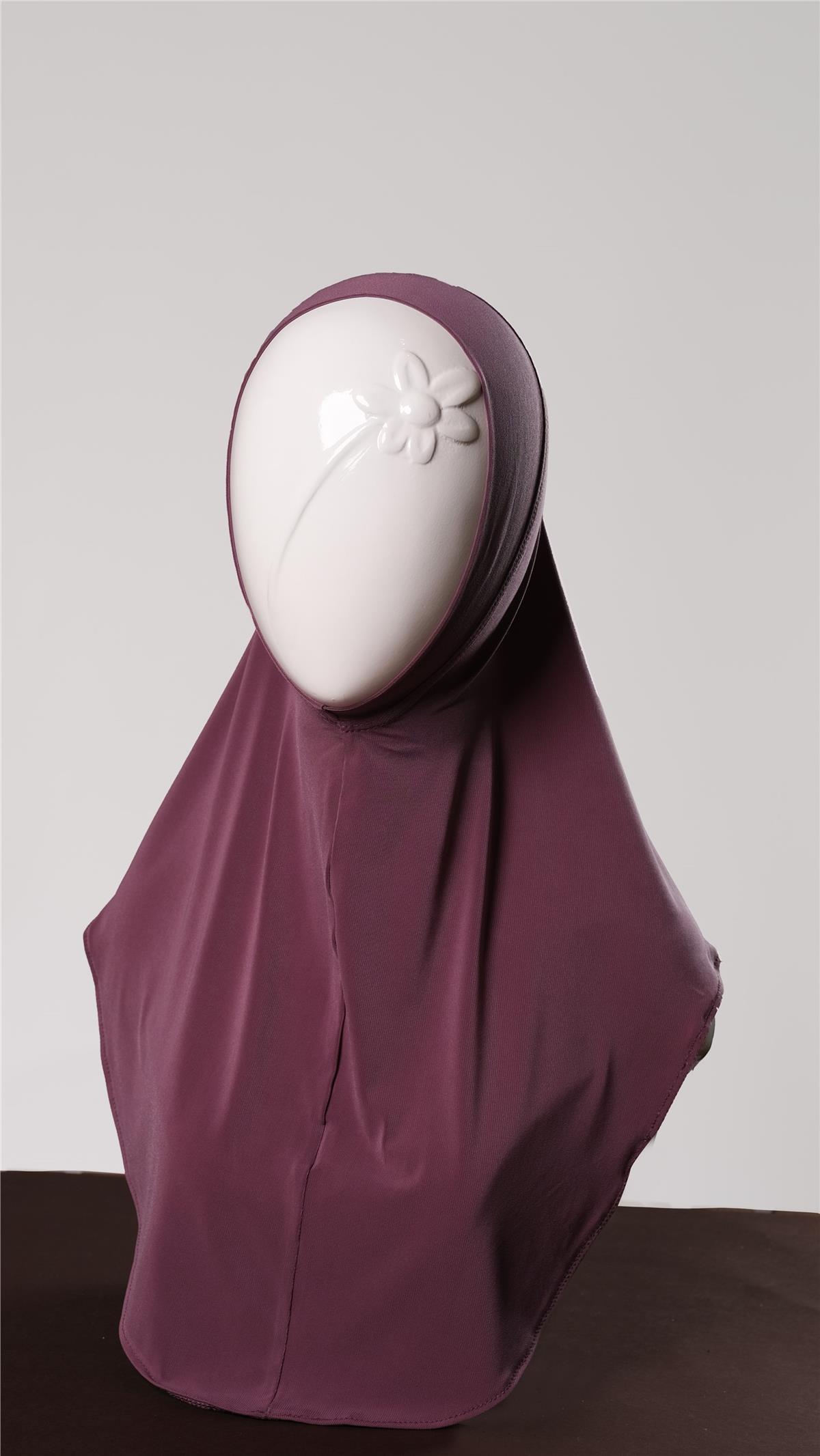 Violet Pratik Hazır Geçmeli Genç Tesettür Bone Sandy Kumaş Düz Hijab 2312_21