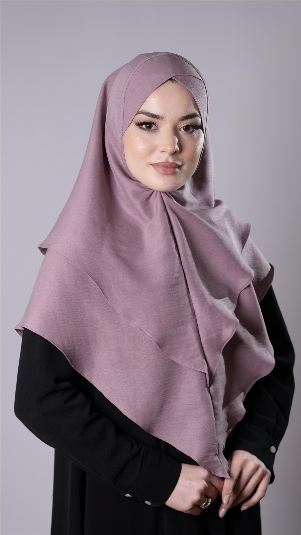 Violet Pratik Hazır Geçmeli Tesettür Eşarp Pamuk Caz Kumaş Çift Katlı Çapraz Hijab 2304_21