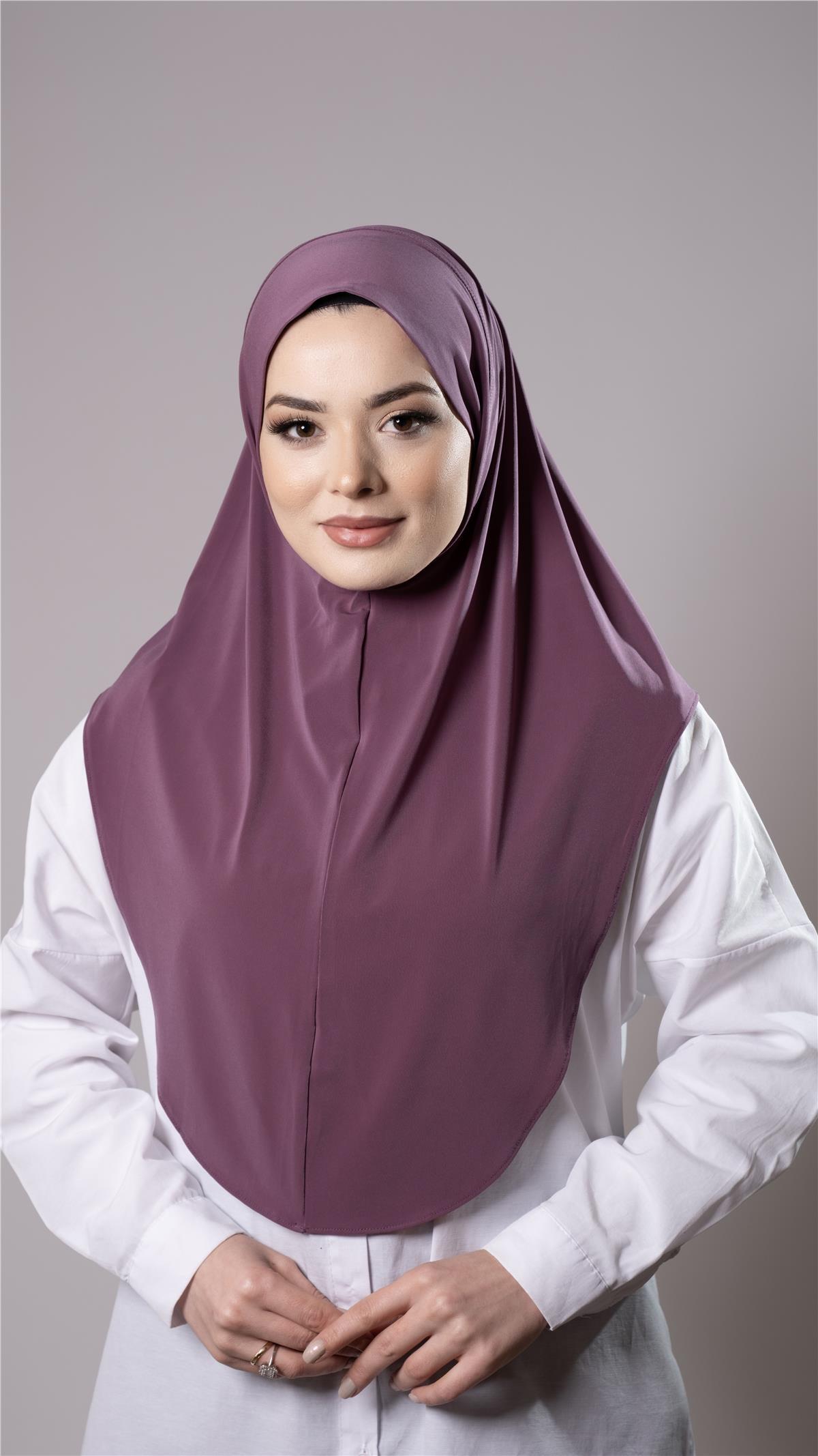 Violet Pratik Hazır Geçmeli Tesettür Eşarp Sandy Kumaş Düz Hijab 2308_21