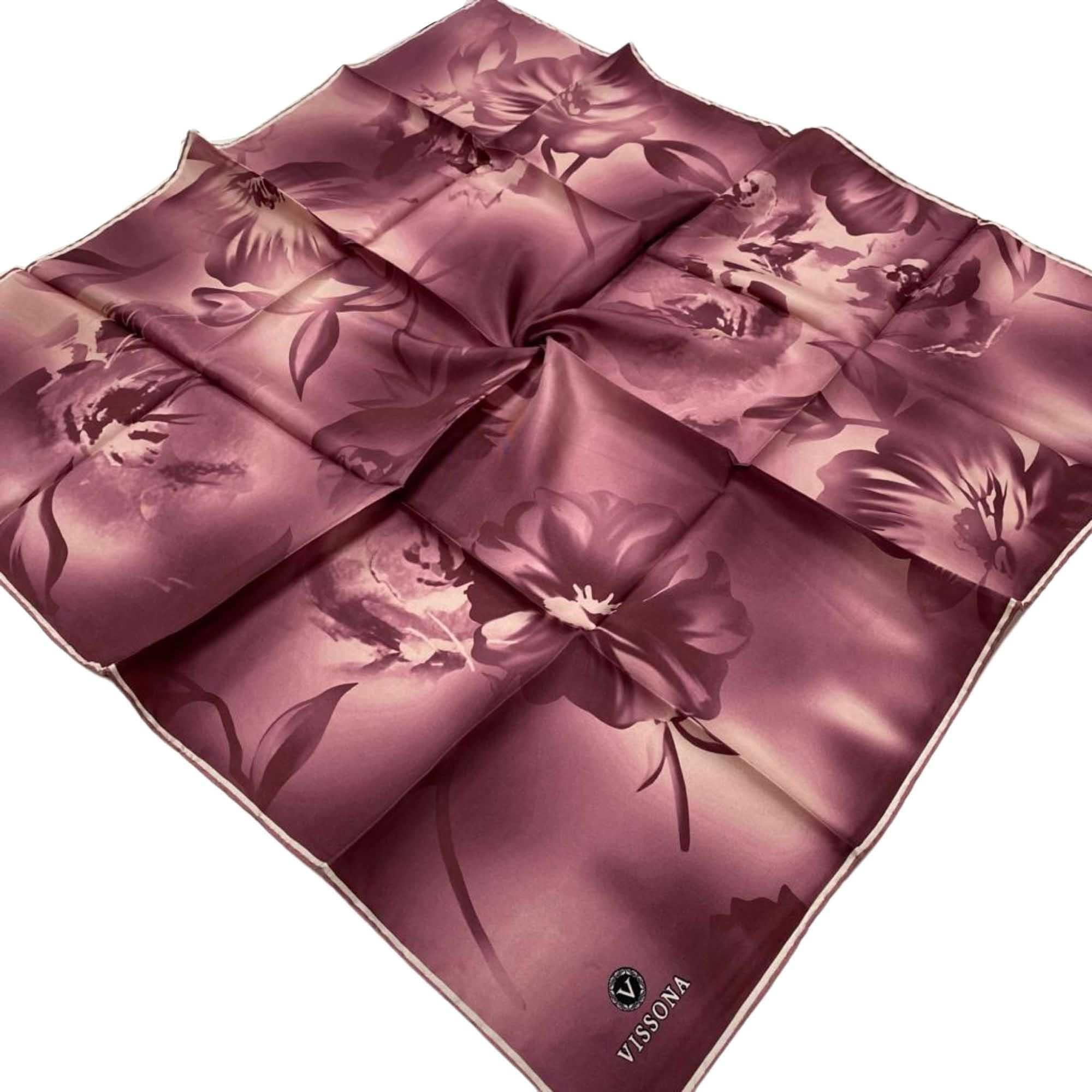 Vissona Powder Abstract Patterned Twill Silk Scarf 6269-0019