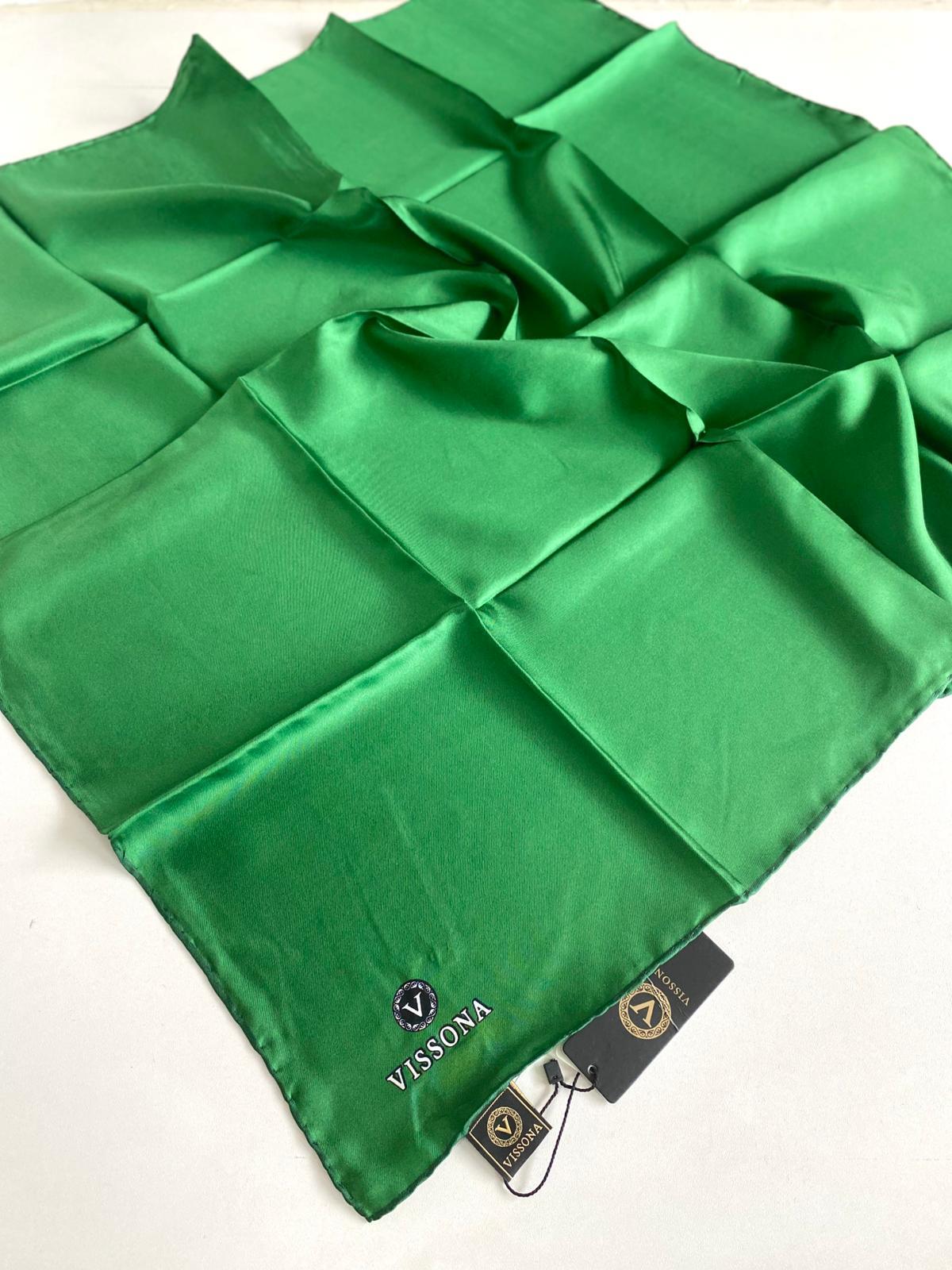Vissona Twill Benetton Green Silk Scarf DGN50327-0035