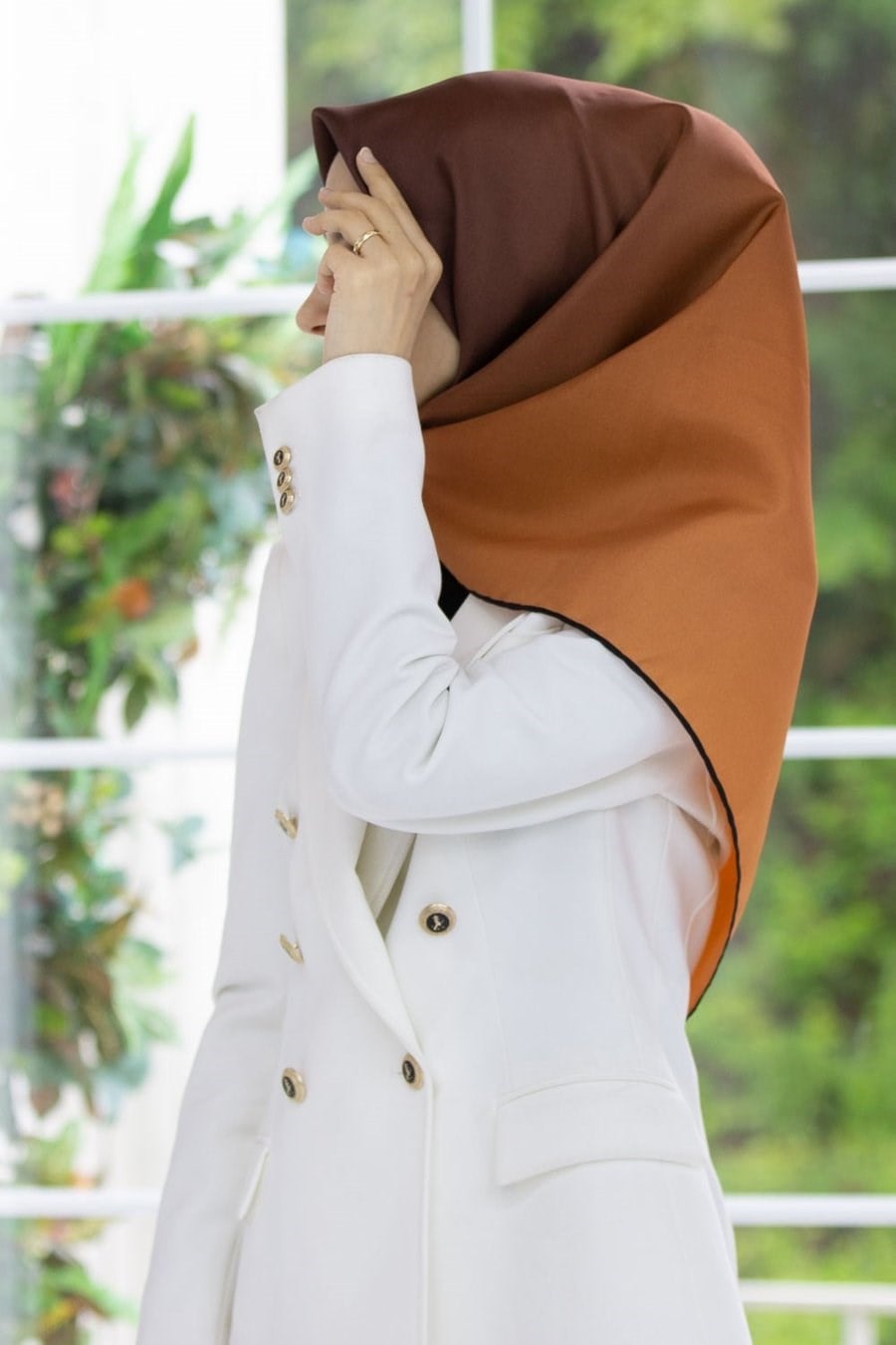Vissona Tivil İpek Eşarp 51279 - 0014 Taba Degrade Desen