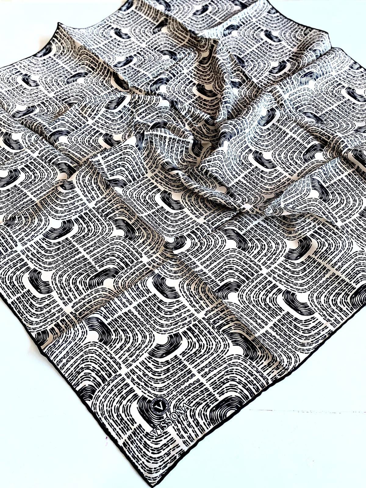Vissona Twill Silk Scarf 51717-2-0002-0001 White Mixed Pattern
