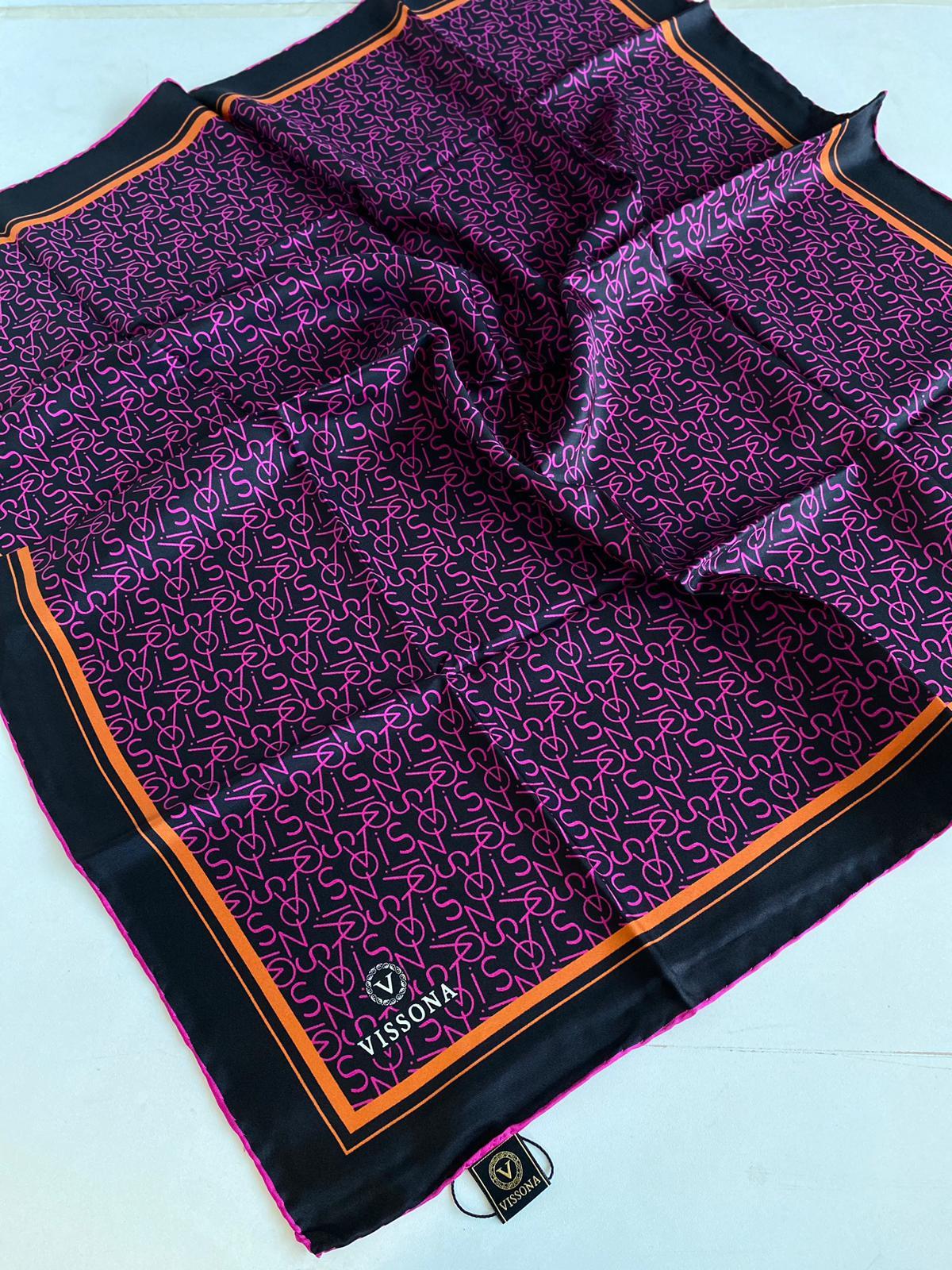 Vissona Tivil İpek Eşarp 51791-5-0001-0025 Siyah Karışık Desen