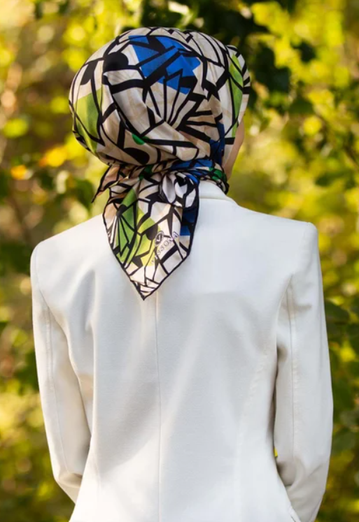 Vissona Tivil İpek Eşarp 51810-8-0032-0035 Krem Karışık Desen