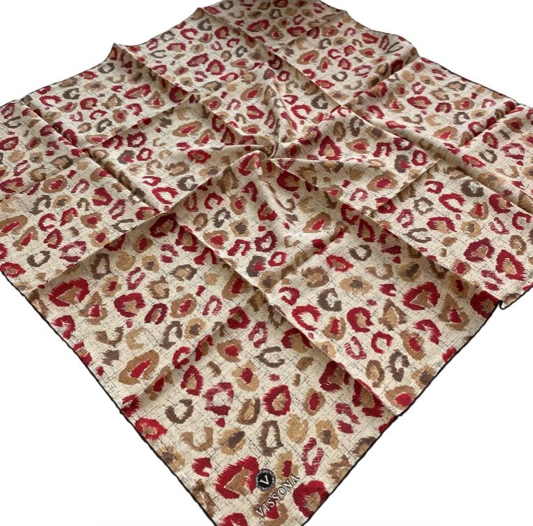 Vissona Tivil İpek Eşarp 52011 - 0018 Bordo Leopar Desen