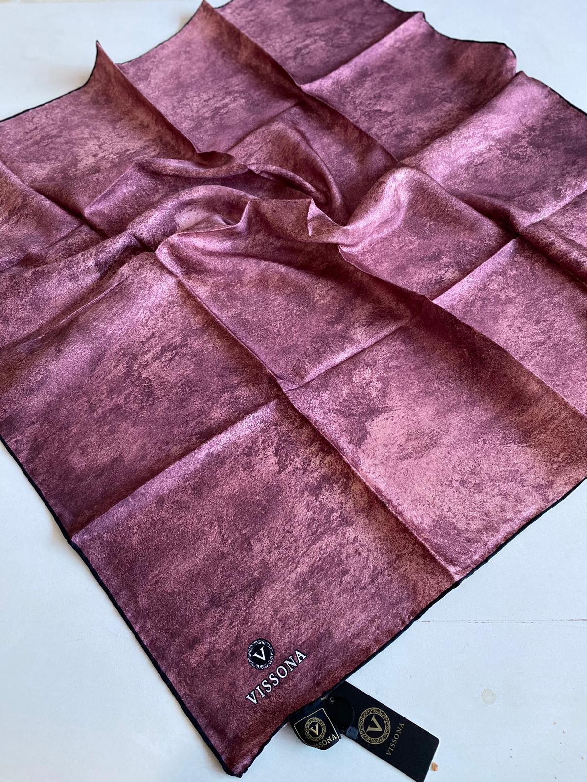 Vissona Tivil İpek Eşarp 7316-0020 Pembe Karışık Desen