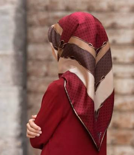 Vissona Tivil İpek Eşarp IST  14279 - 08 Bordo - Vizon Karışık Desen