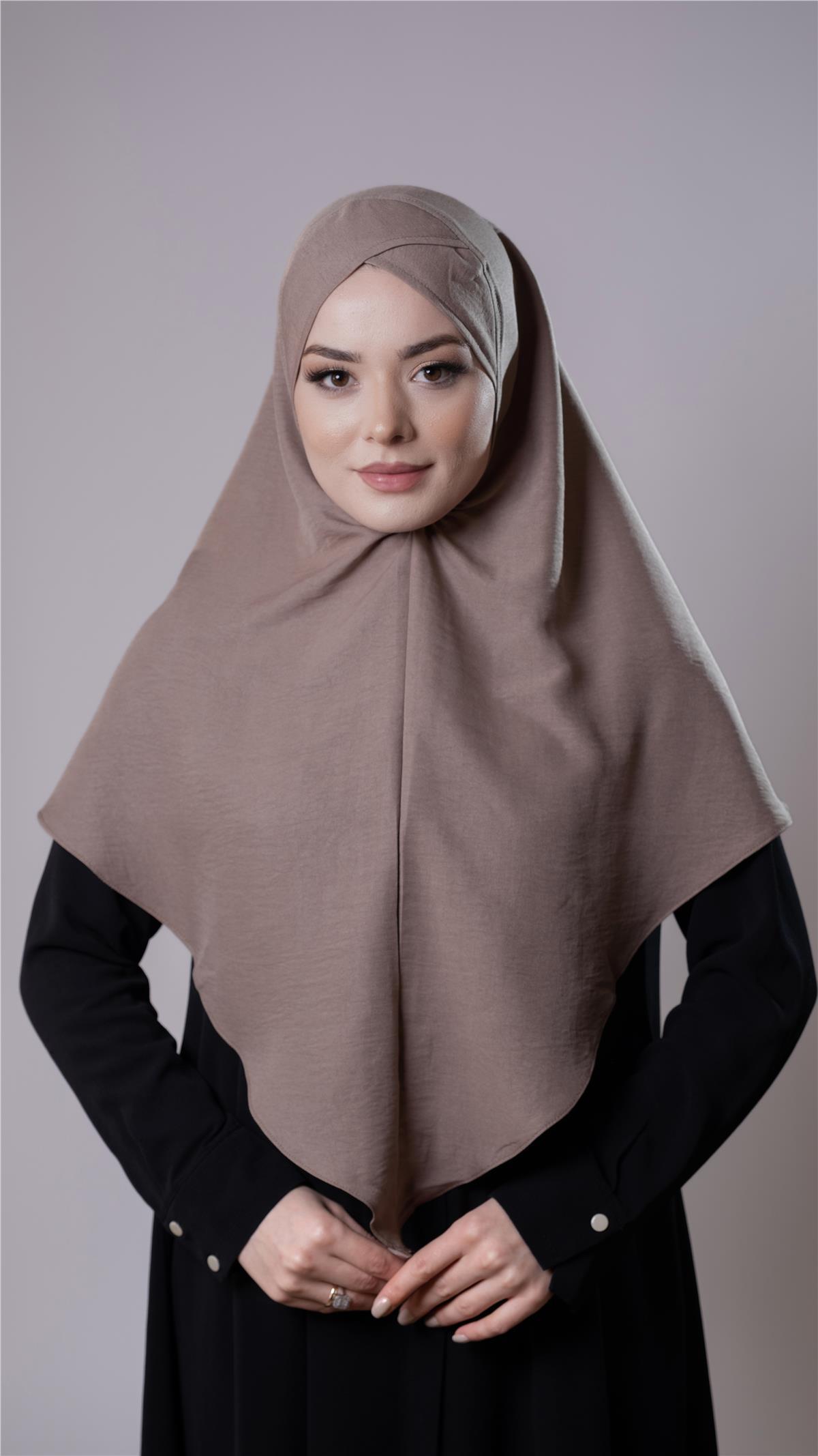 Vizon Pratik Hazır Geçmeli Tesettür Eşarp Pamuk Caz Kumaş Tek Katlı Çapraz Hijab 2305_10