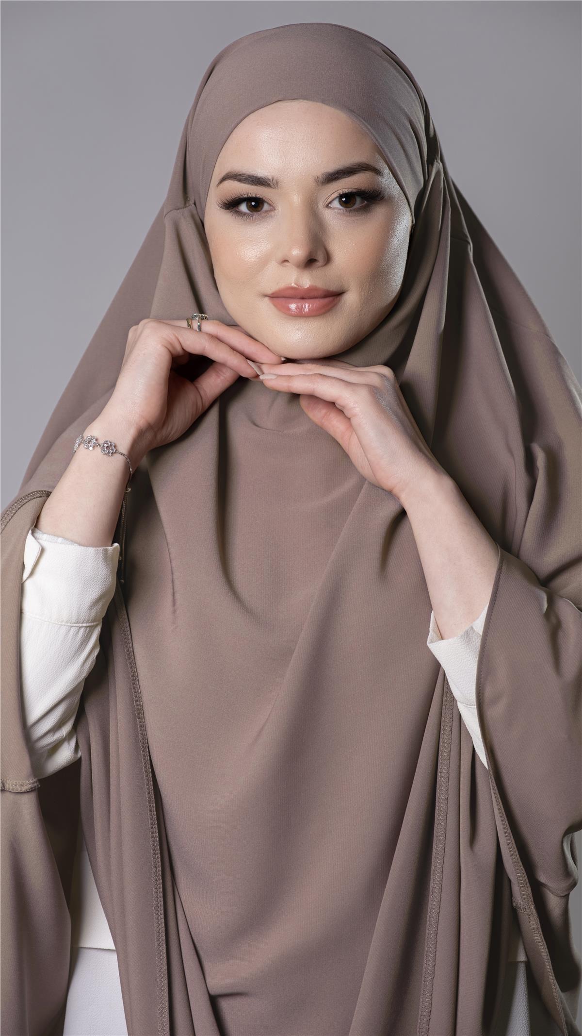 Vizon Pratik Hazır Geçmeli Tesettür Eşarp Medine İpeği Kumaş Arkadan  Bağlamalı Sufle Hijab 2301_10