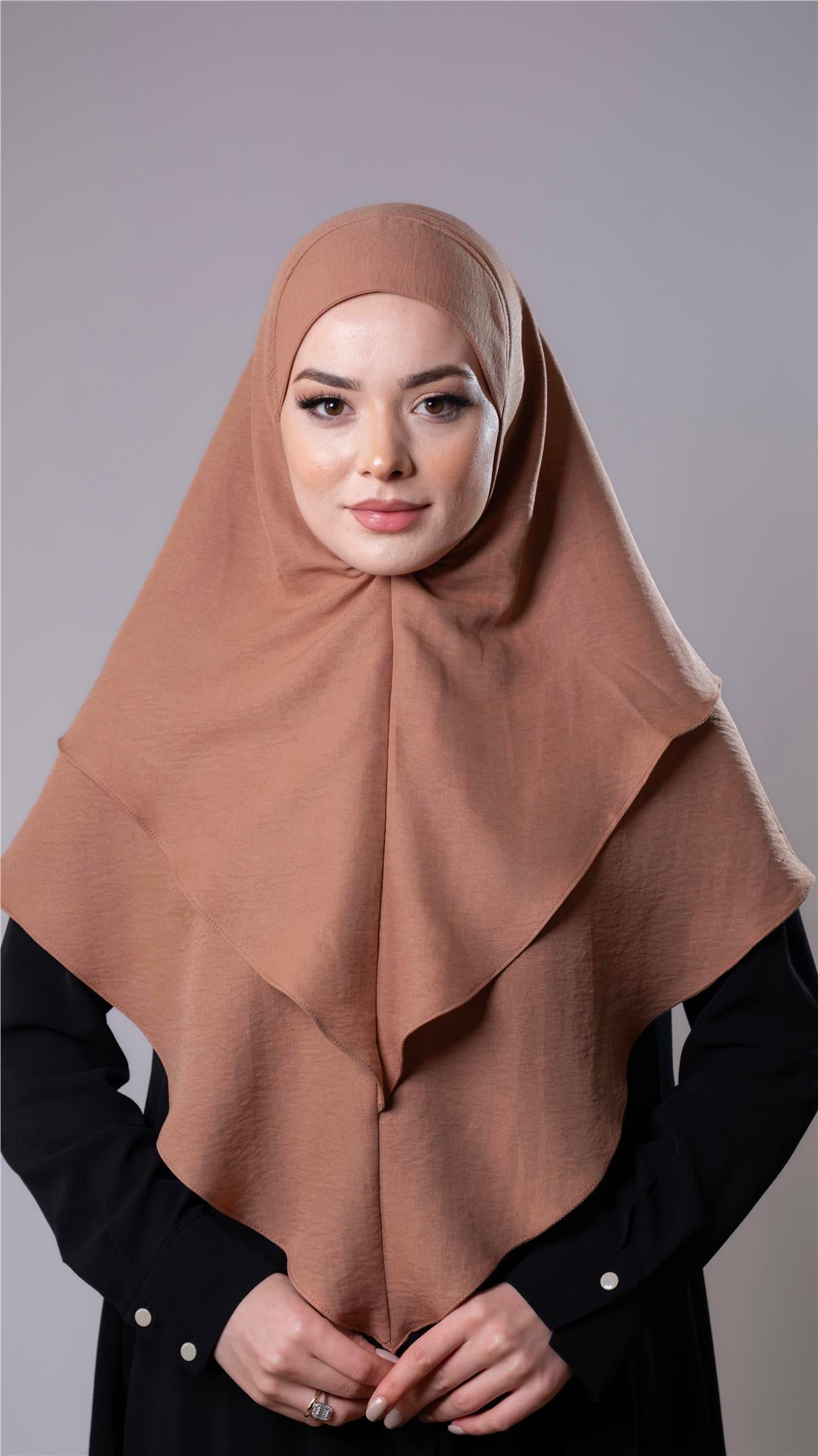Yavru Ağzı Pratik Hazır Geçmeli Tesettür Eşarp Pamuk Caz Kumaş Çift Katlı Düz Hijab 2303_35