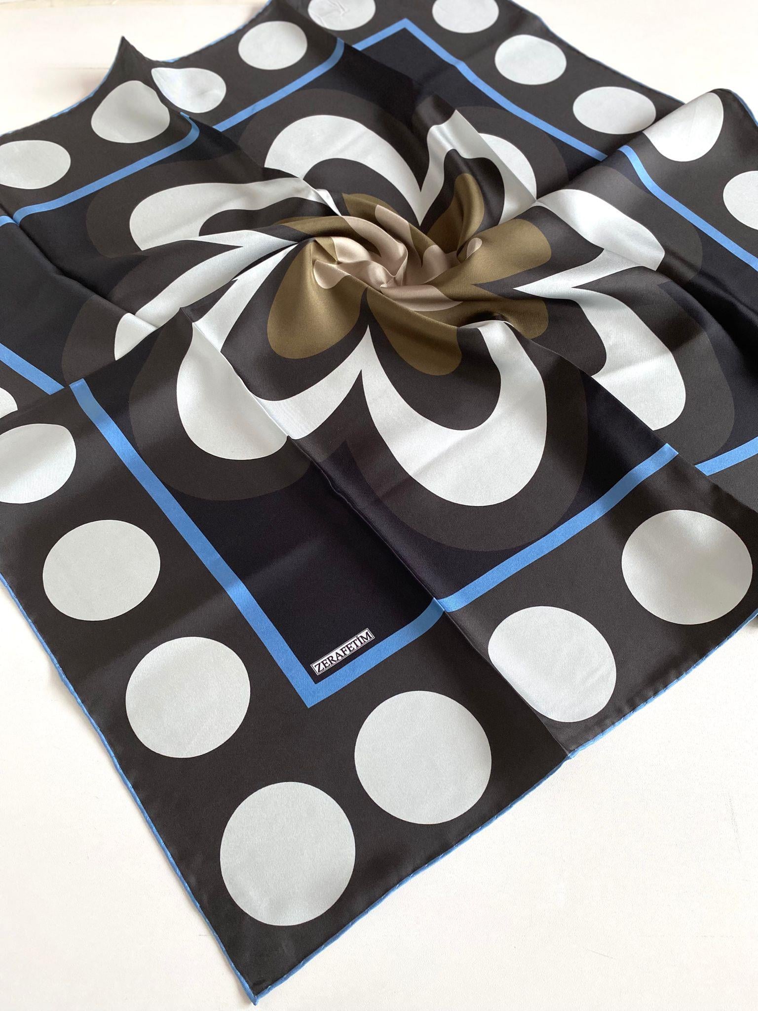 Zerafetim Tivil İpek Eşarp 47261 Siyah Karışık Desen