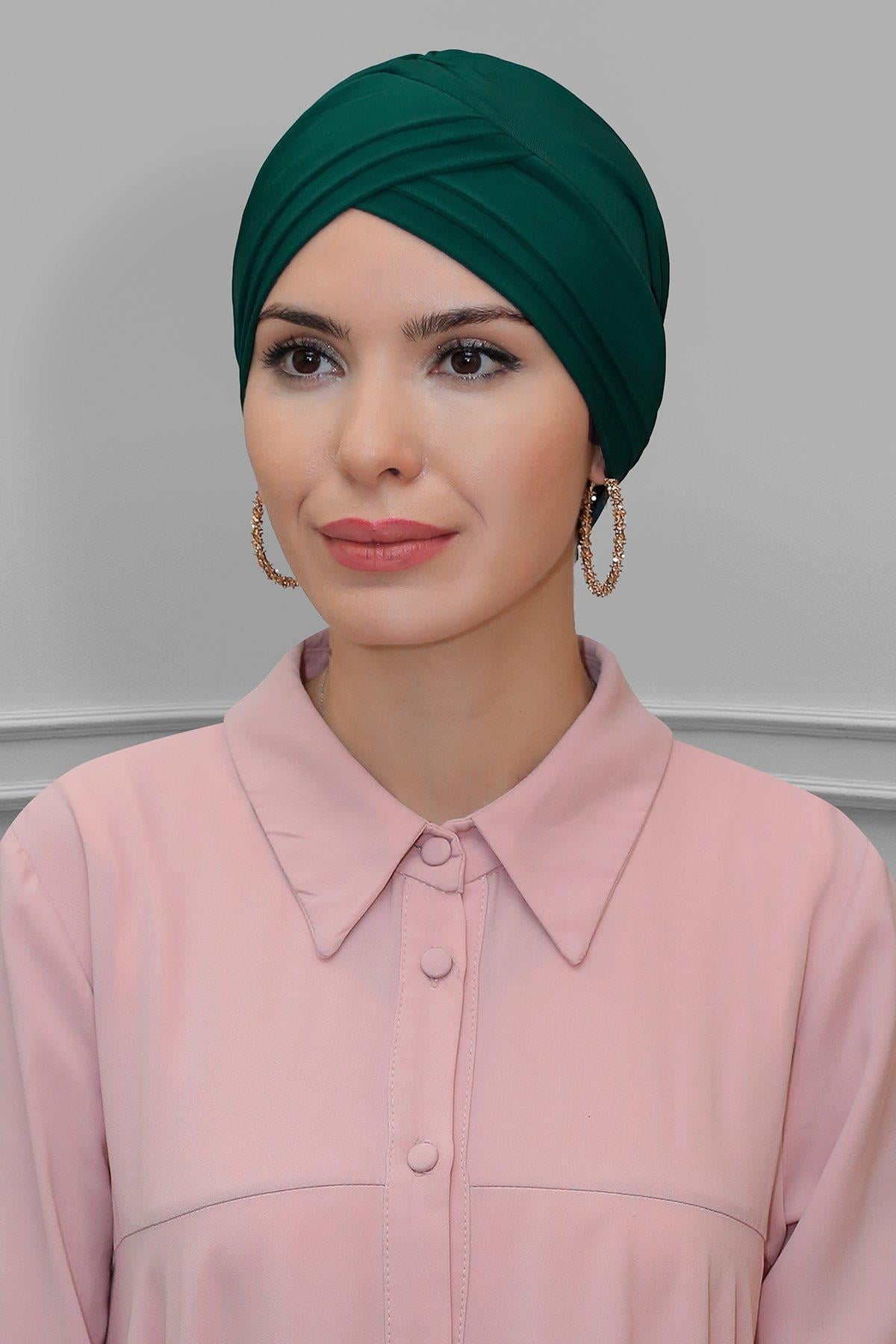Zümrüt Pratik Hazır Geçmeli Tesettür Bone Sandy Kumaş Üç Çapraz 1803_37